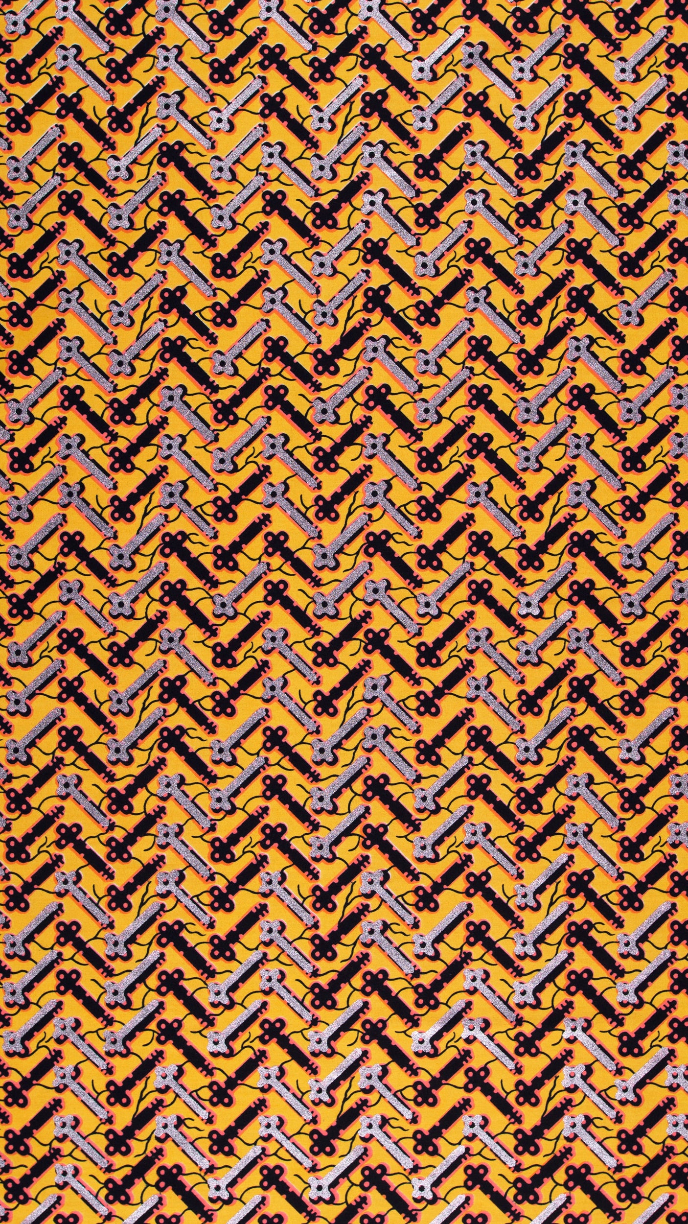 Vibrant yellow fabric pattern stylized wax hollandais vl46700.046