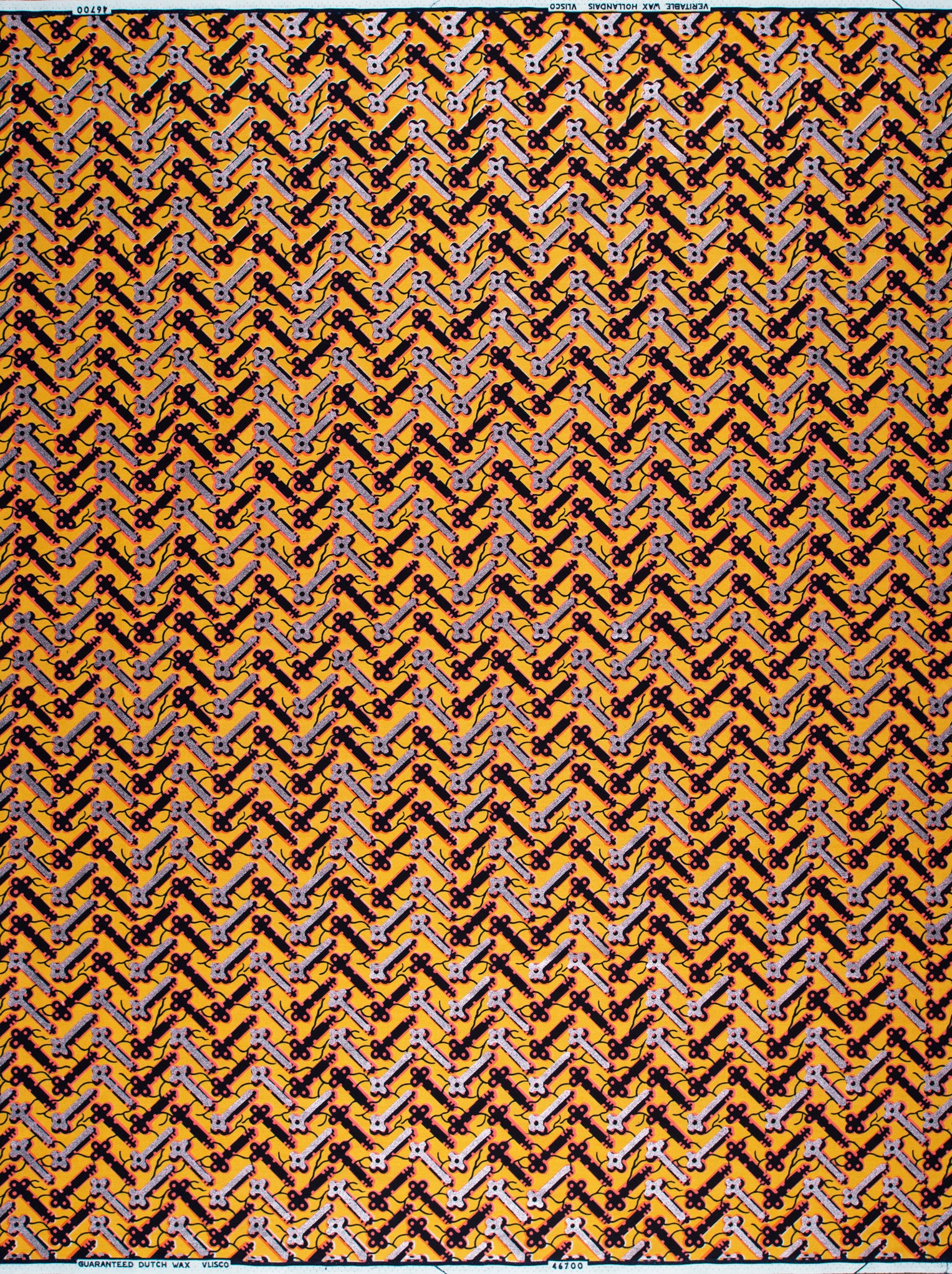 Vibrant orange fabric geometric pattern wax hollandais vl46700.046