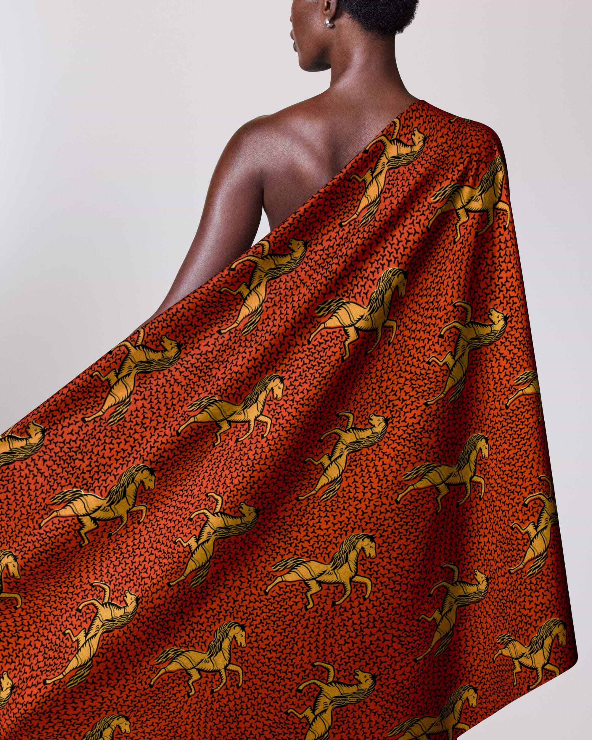 Vibrant red fabric draped model’s wax hollandais vl53500.108