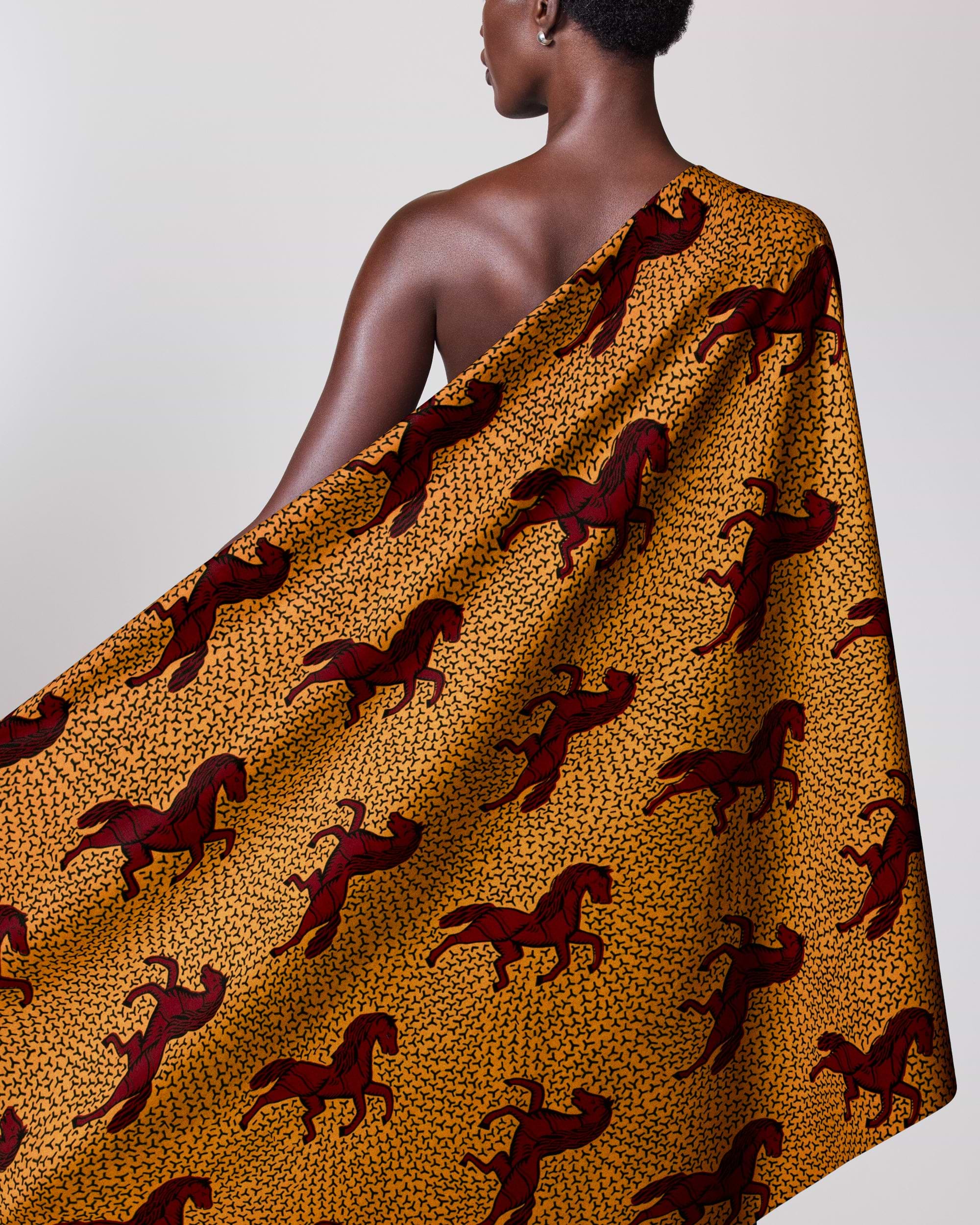 One-shoulder wrap dress vibrant gold wax hollandais vl53500.112