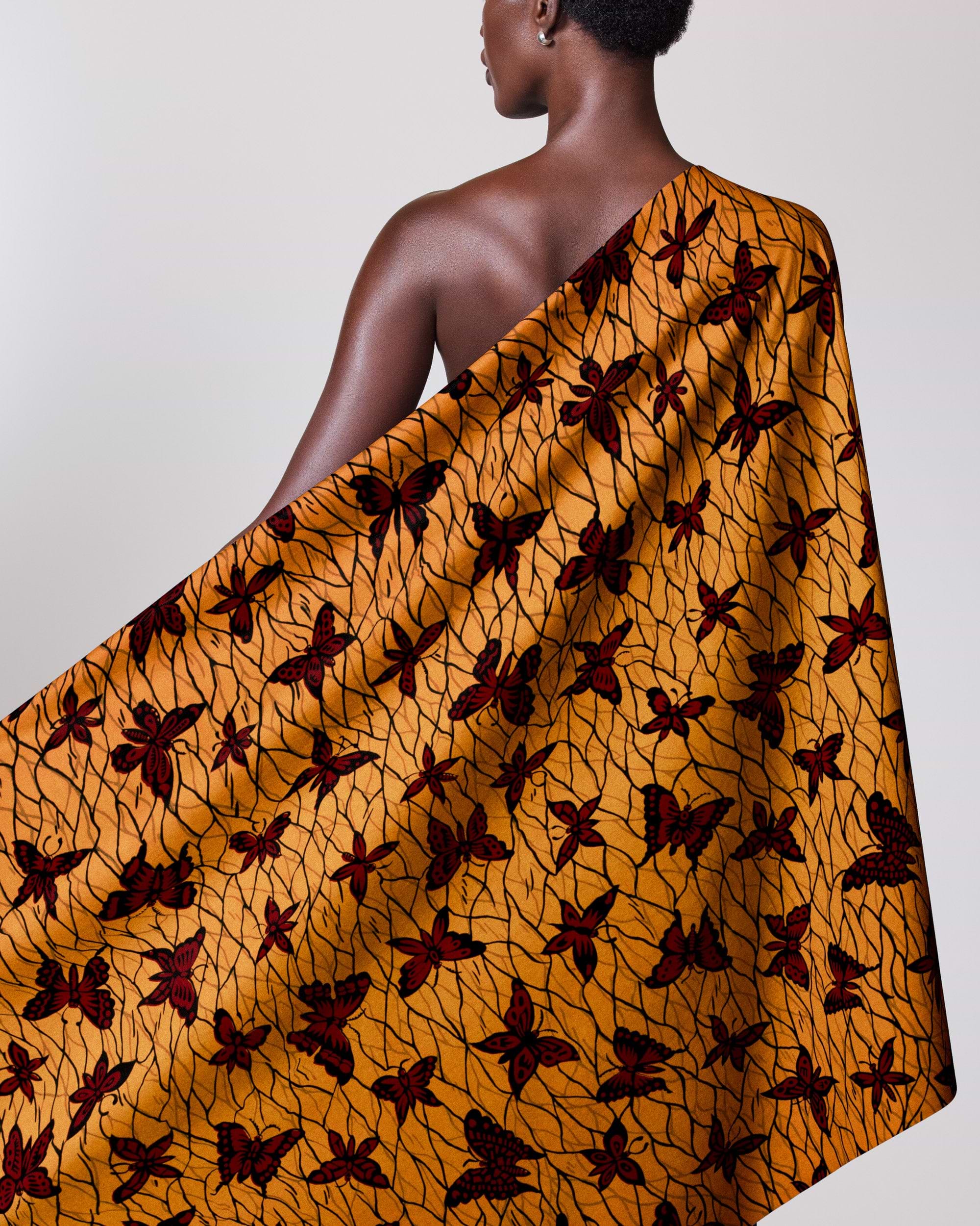 Vibrant orange fabric bold pattern wax hollandais vl53700.041