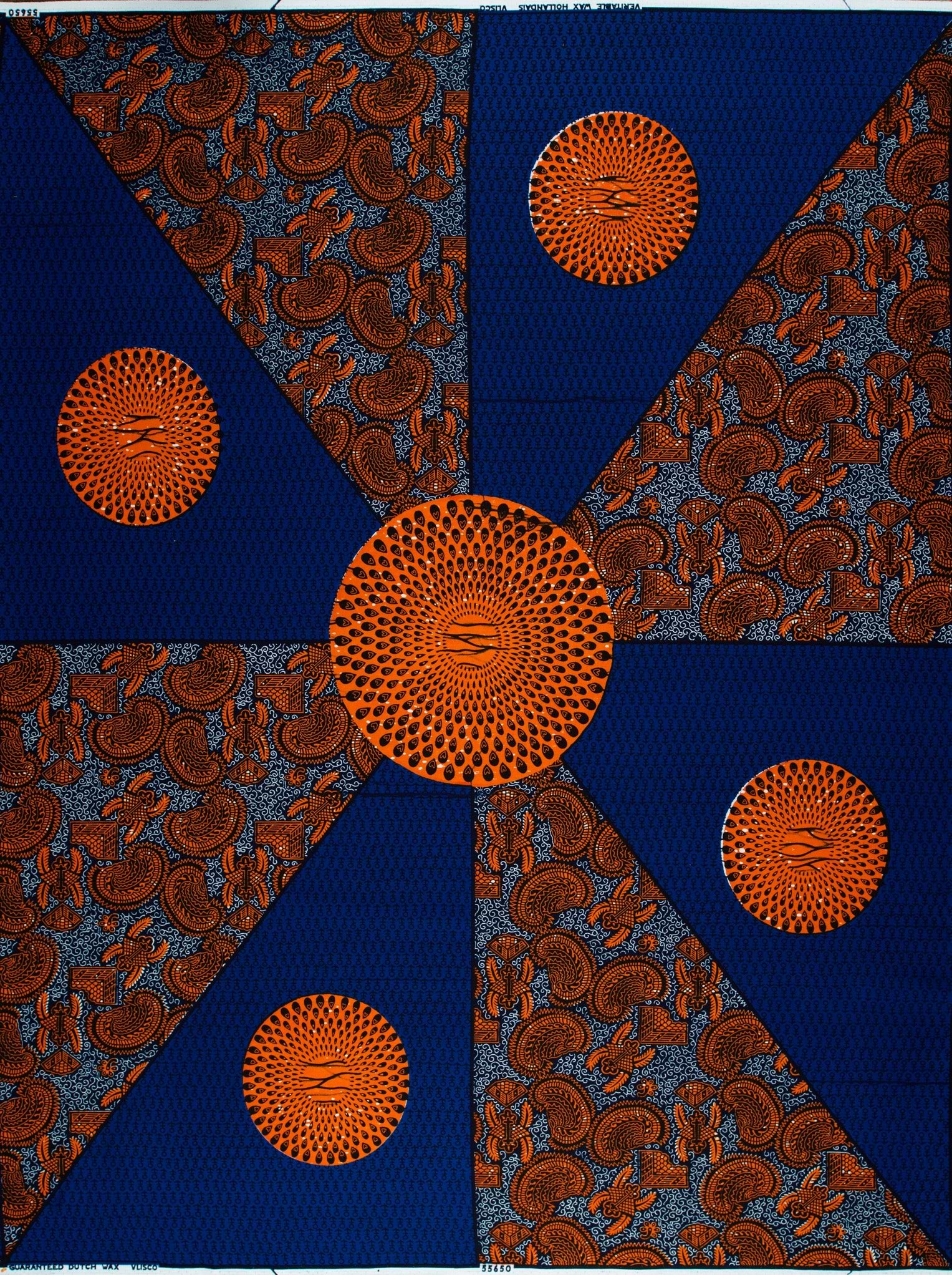 Vibrant blue orange african print wax hollandais vl55650.140