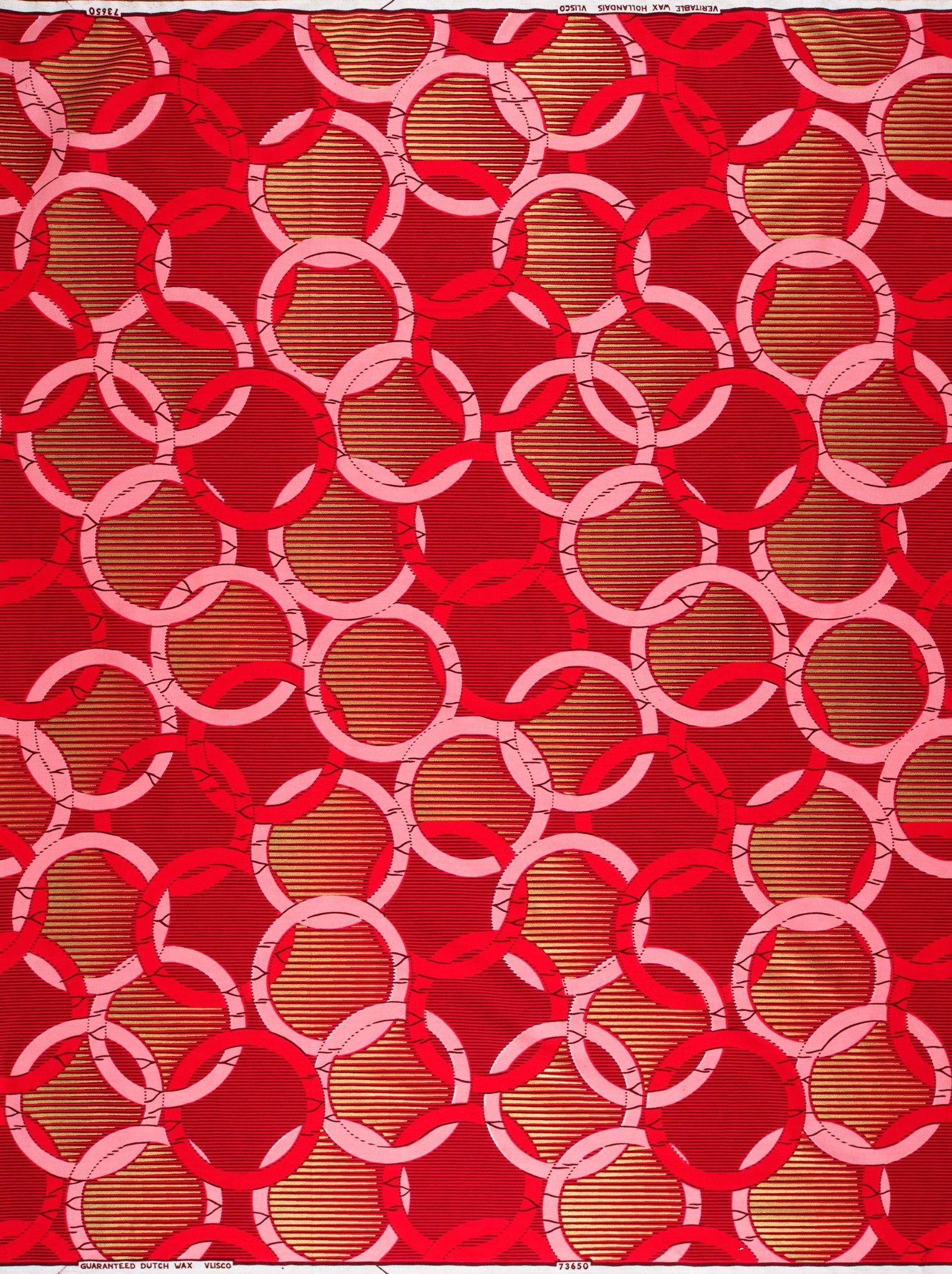 Red pink circle pattern fabric wax hollandais vl73650.239