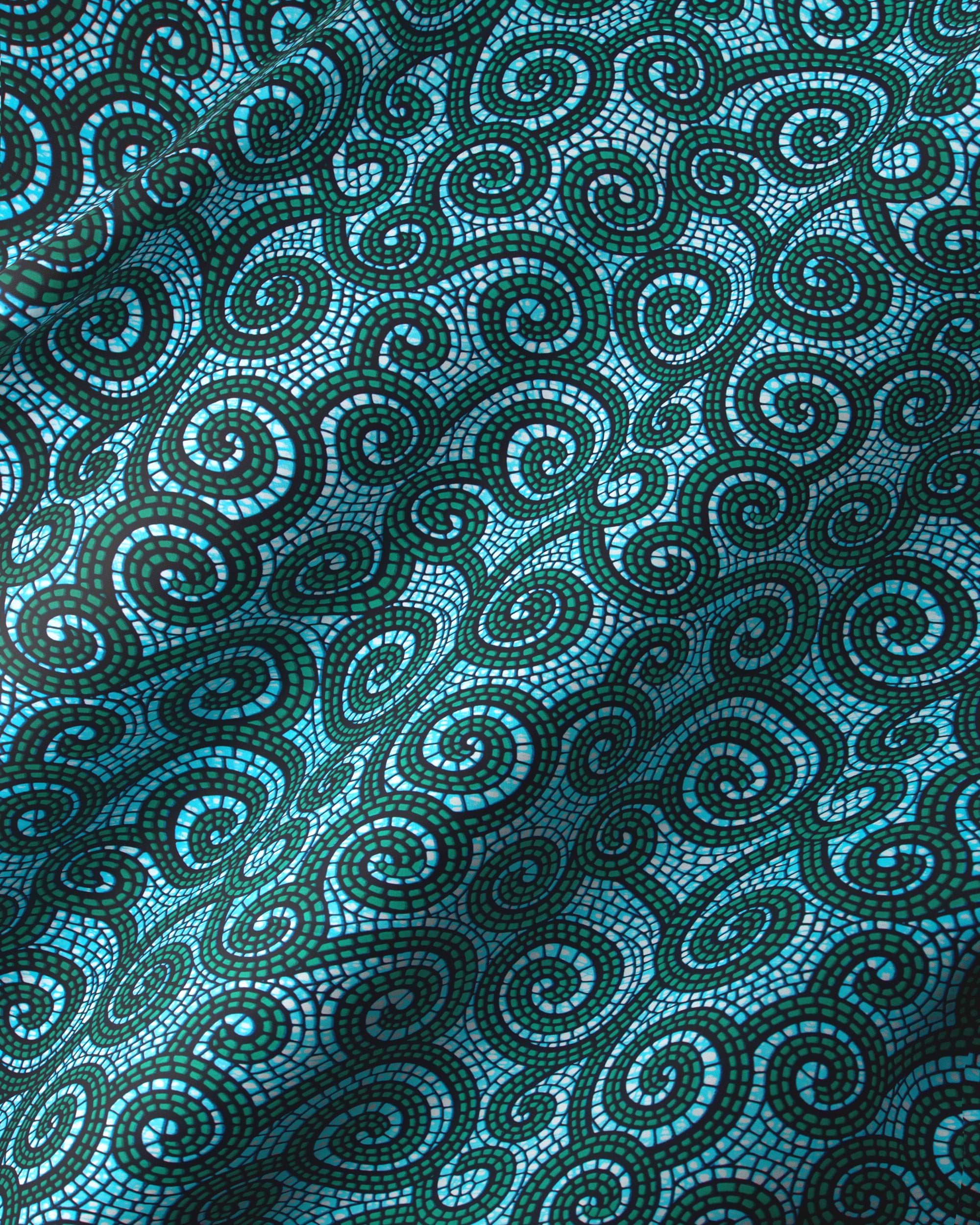 Vibrant teal fabric bold pattern wax hollandais vl80009.023