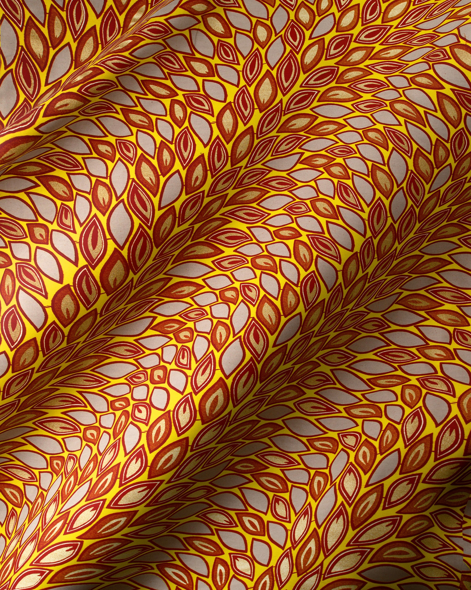 Vibrant yellow fabric pattern stylized wax hollandais vl80022.006