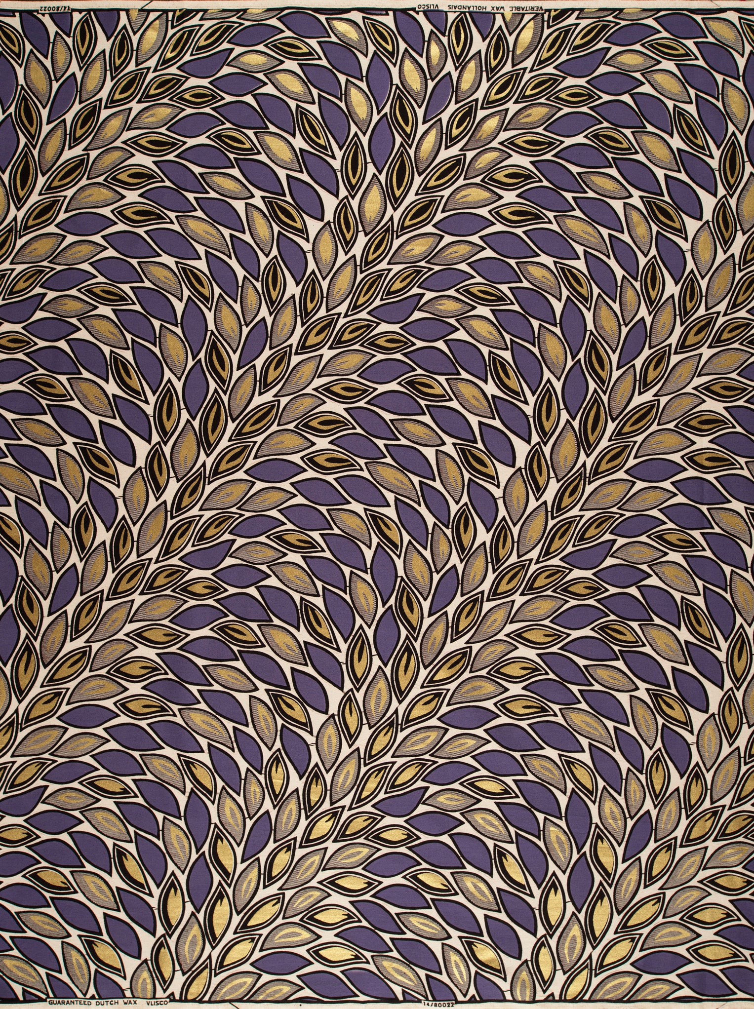 Purple gold leaf-patterned fabric stylized wax hollandais vl80022.009