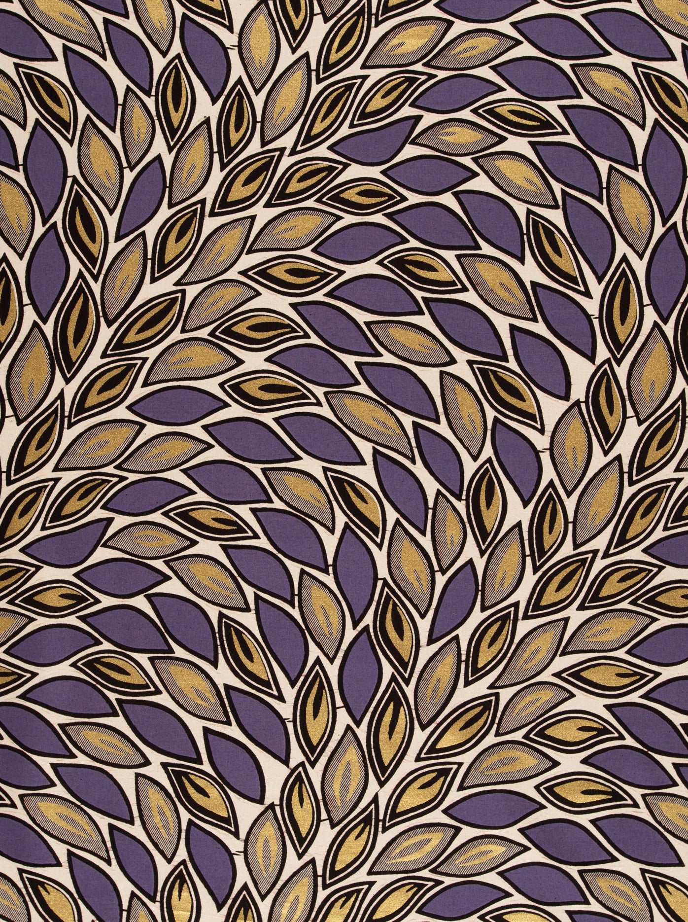 Purple gold leaf-patterned fabric cream-colored wax hollandais vl80022.009
