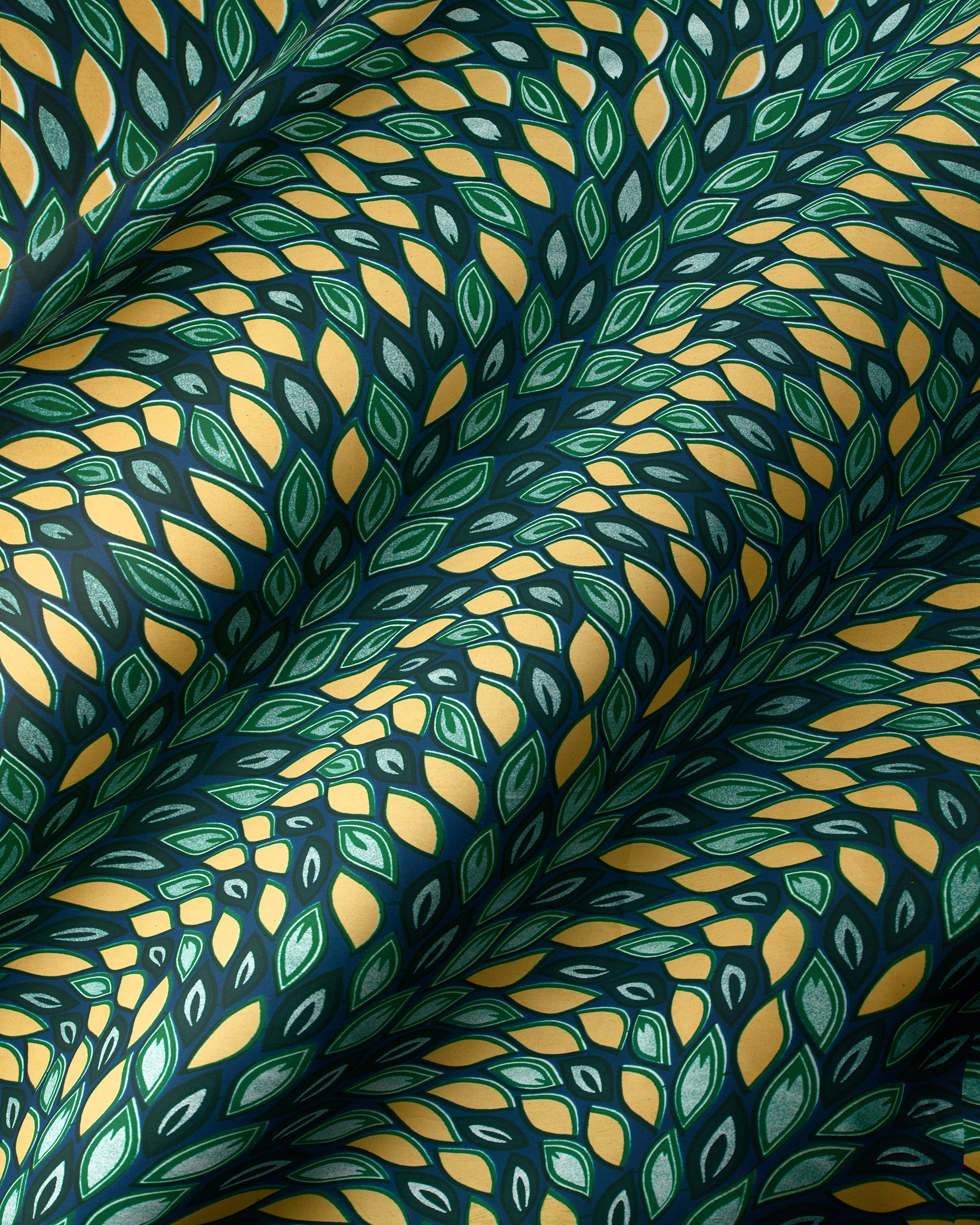 Dark teal fabric pattern stylized wax hollandais vl80022.010