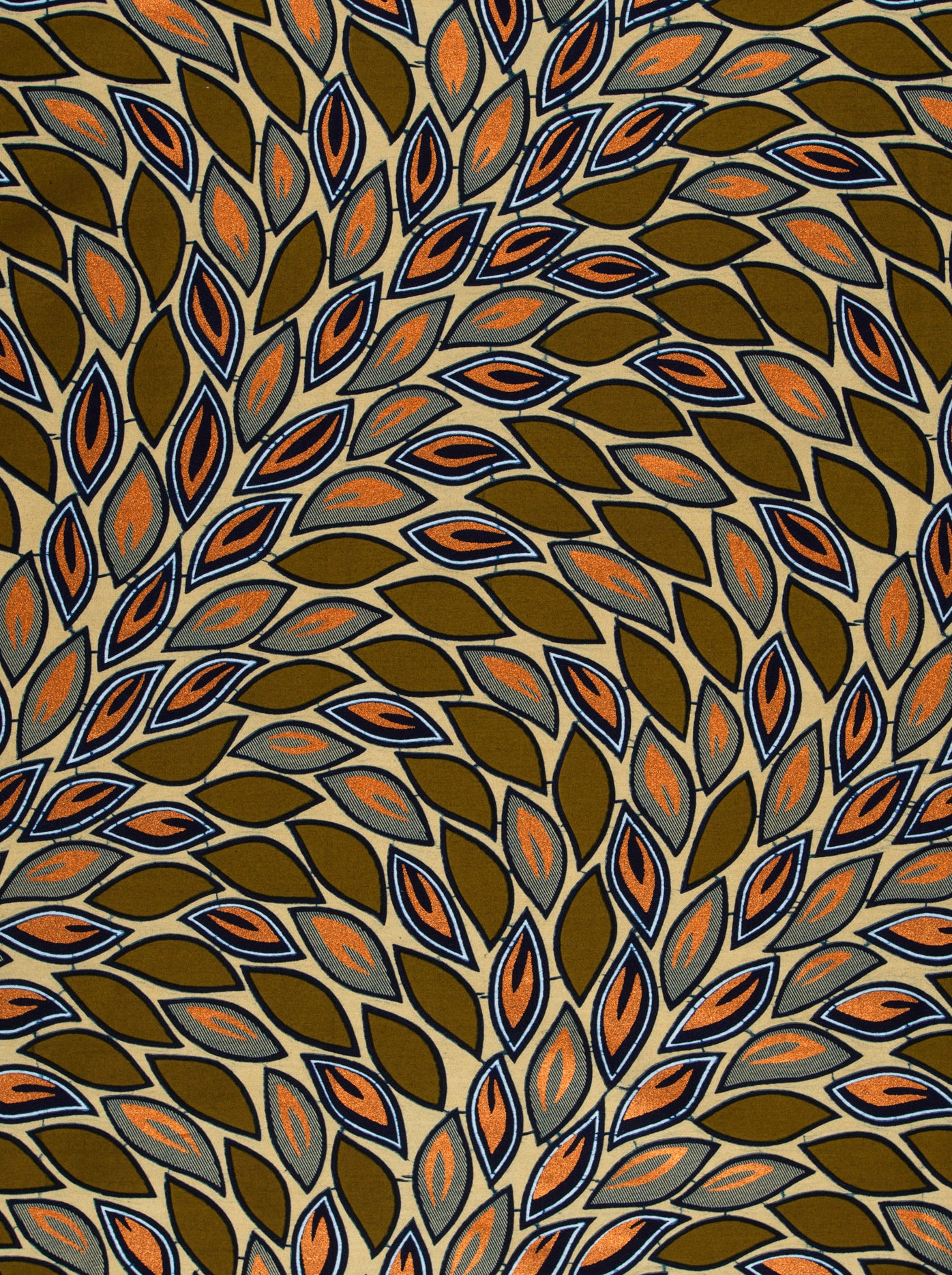 Patterned fabric stylized leaf motifs wax hollandais vl80022.014