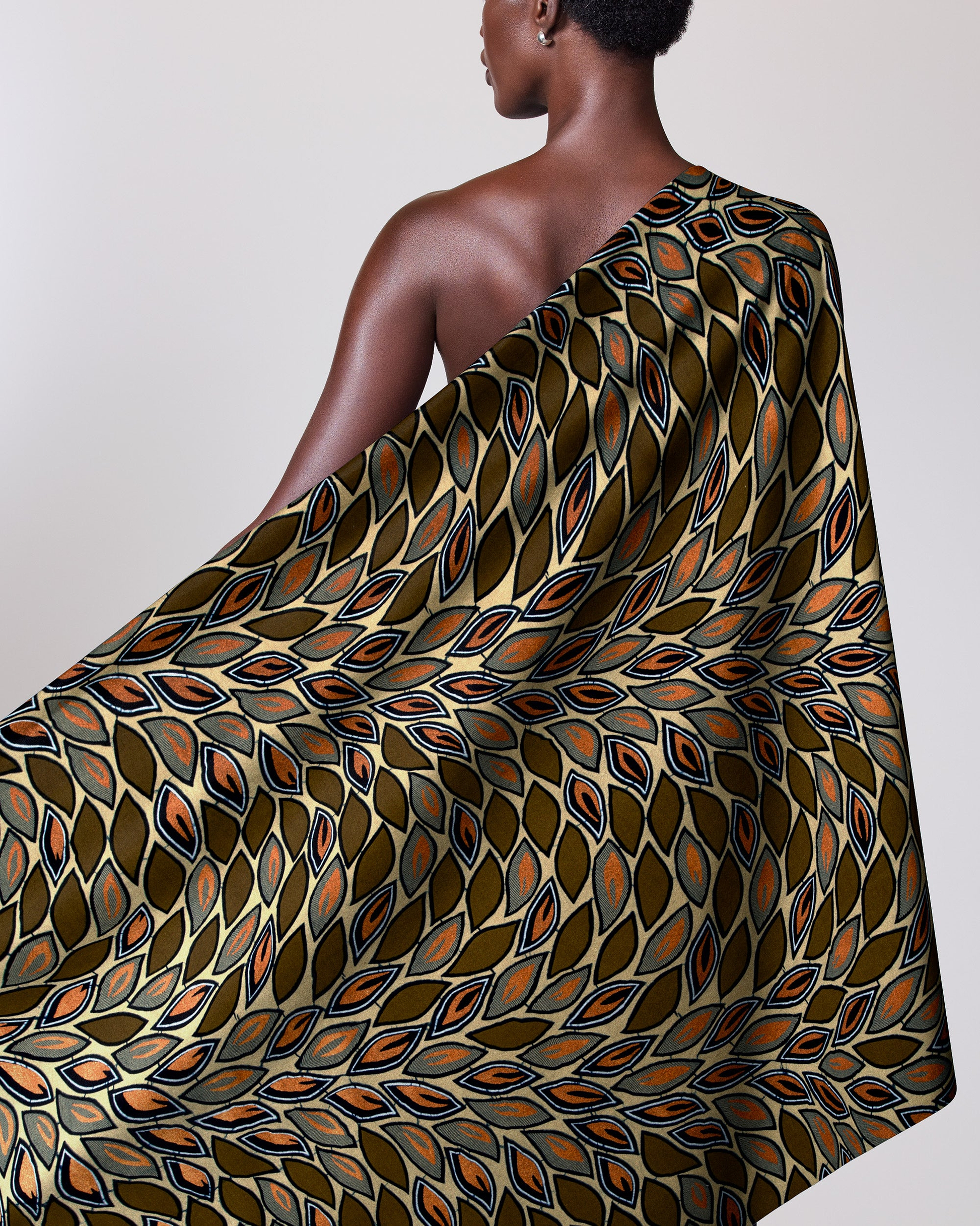 One-shoulder wrap dress rich brown wax hollandais vl80022.014