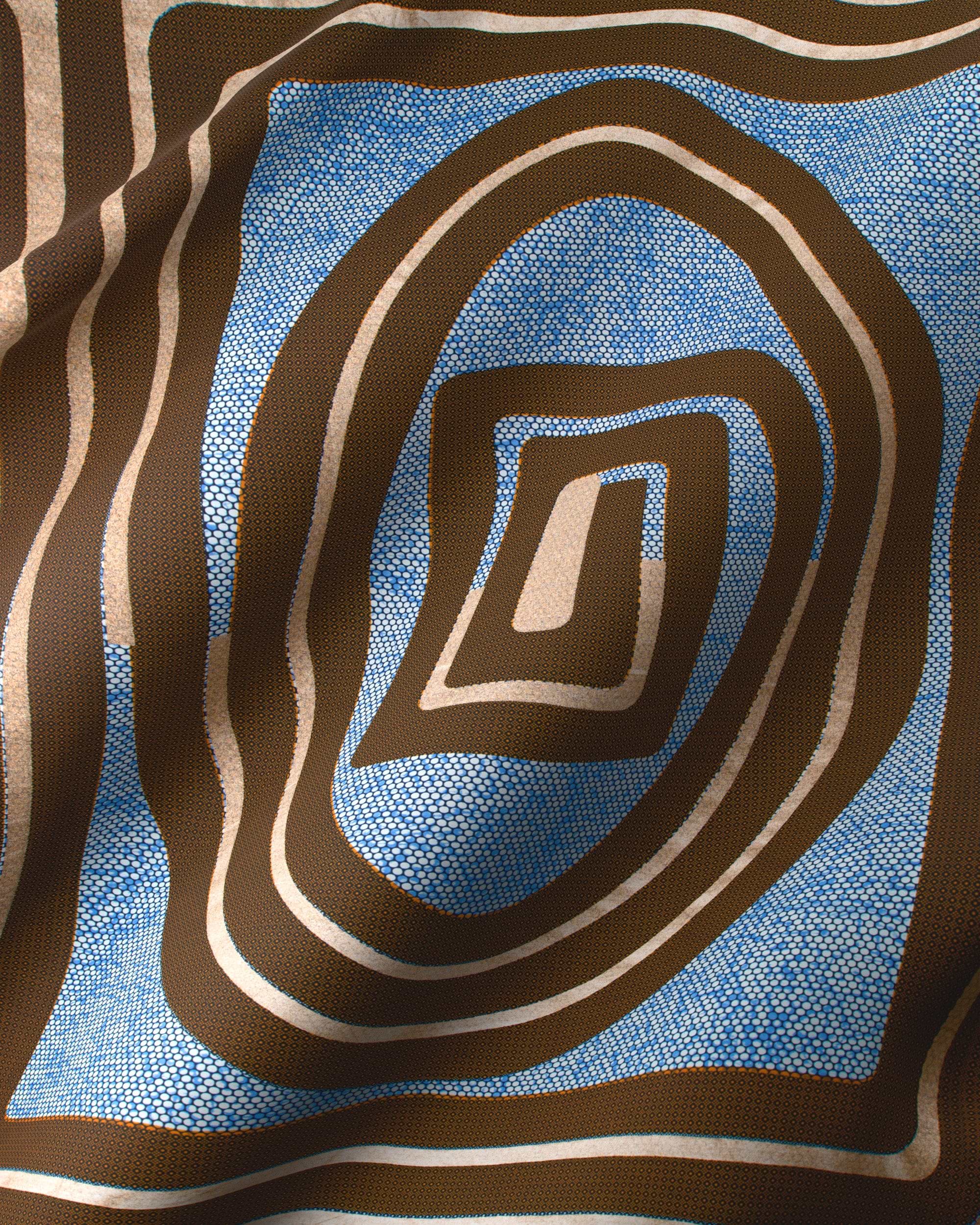 Blue brown cream-colored scarf bold wax hollandais vla0196.126