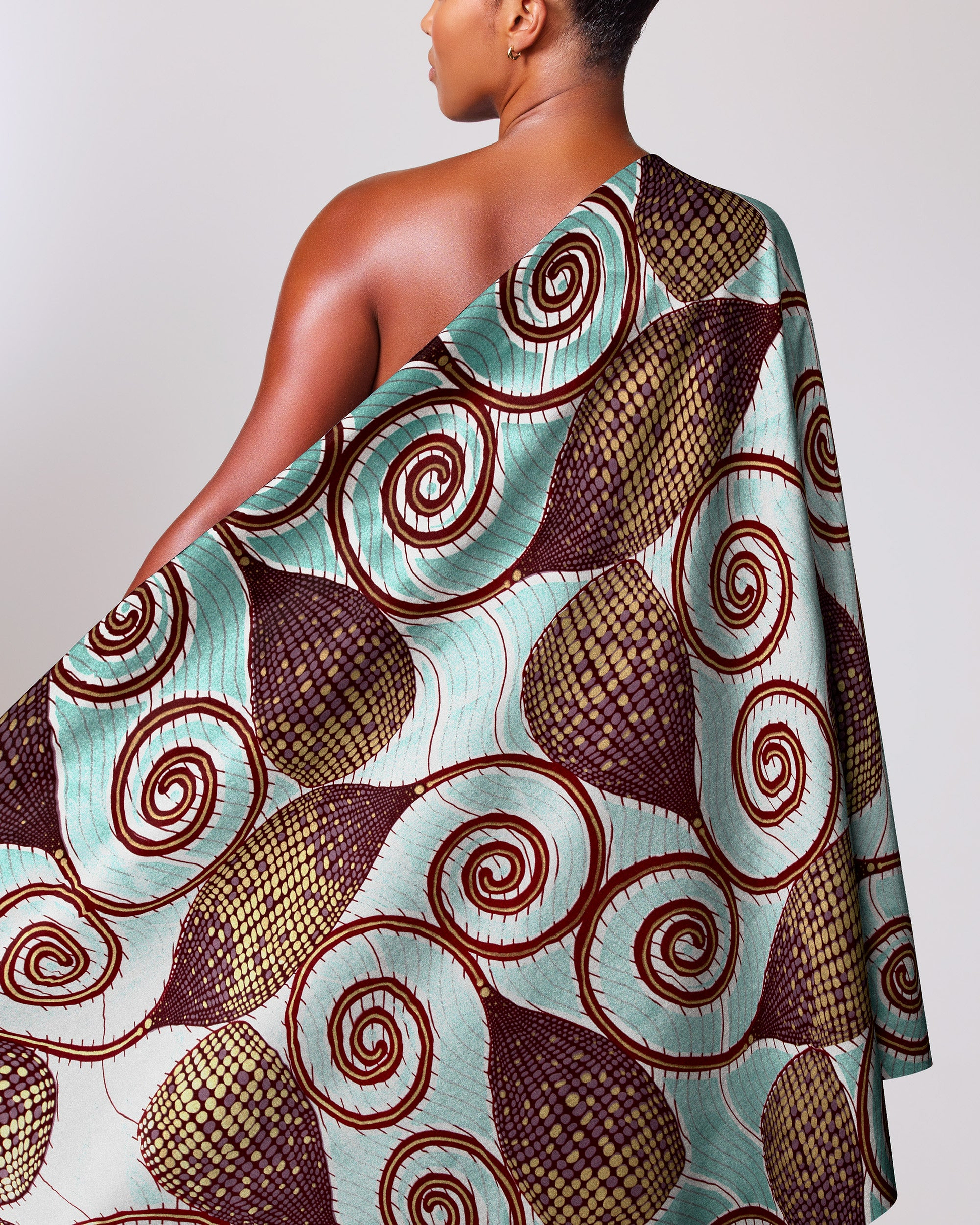 One-shoulder dress vibrant teal brown wax glitterglam vla1230.044