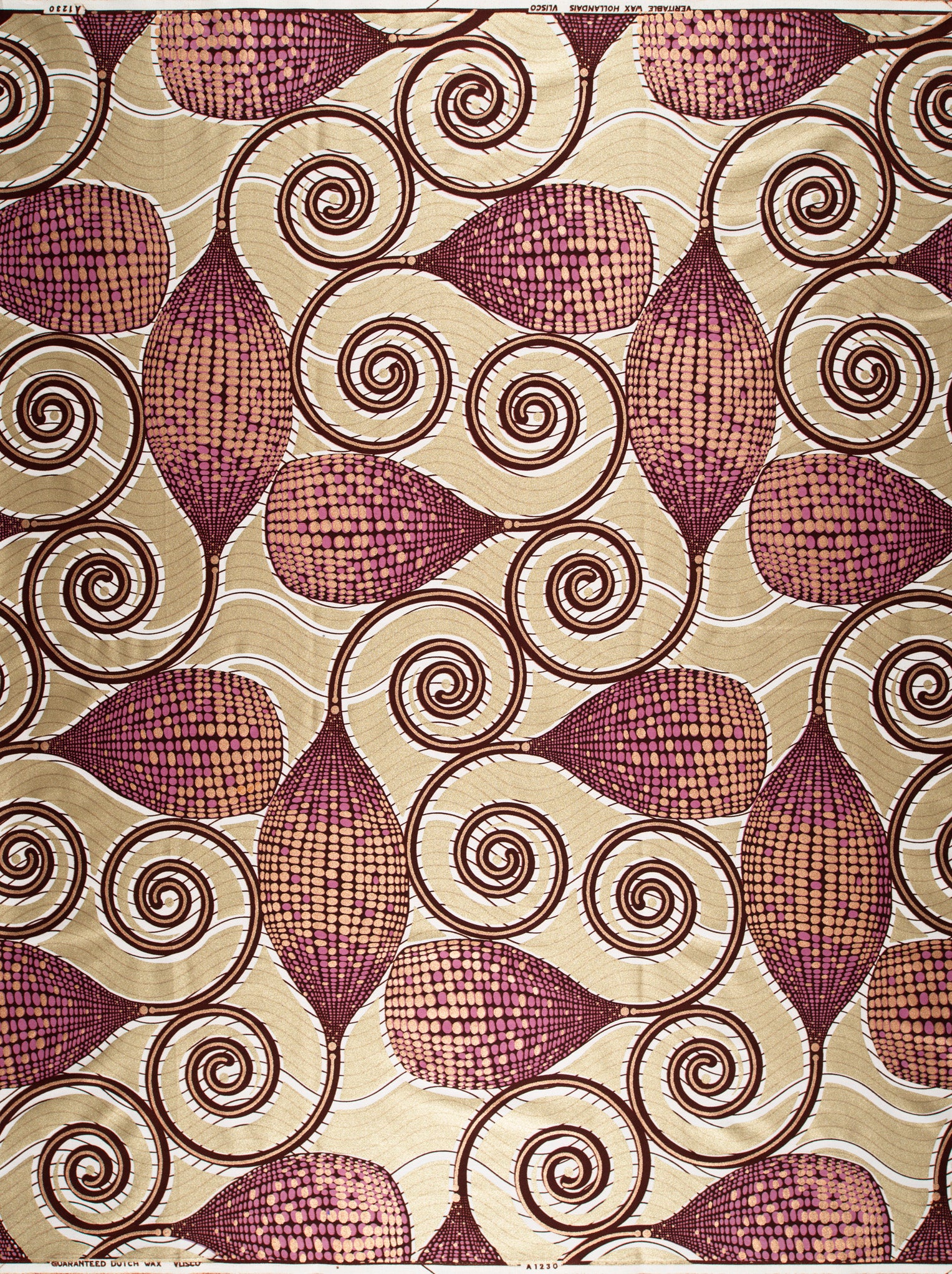 Beige maroon patterned african print wax glitterglam vla1230.045