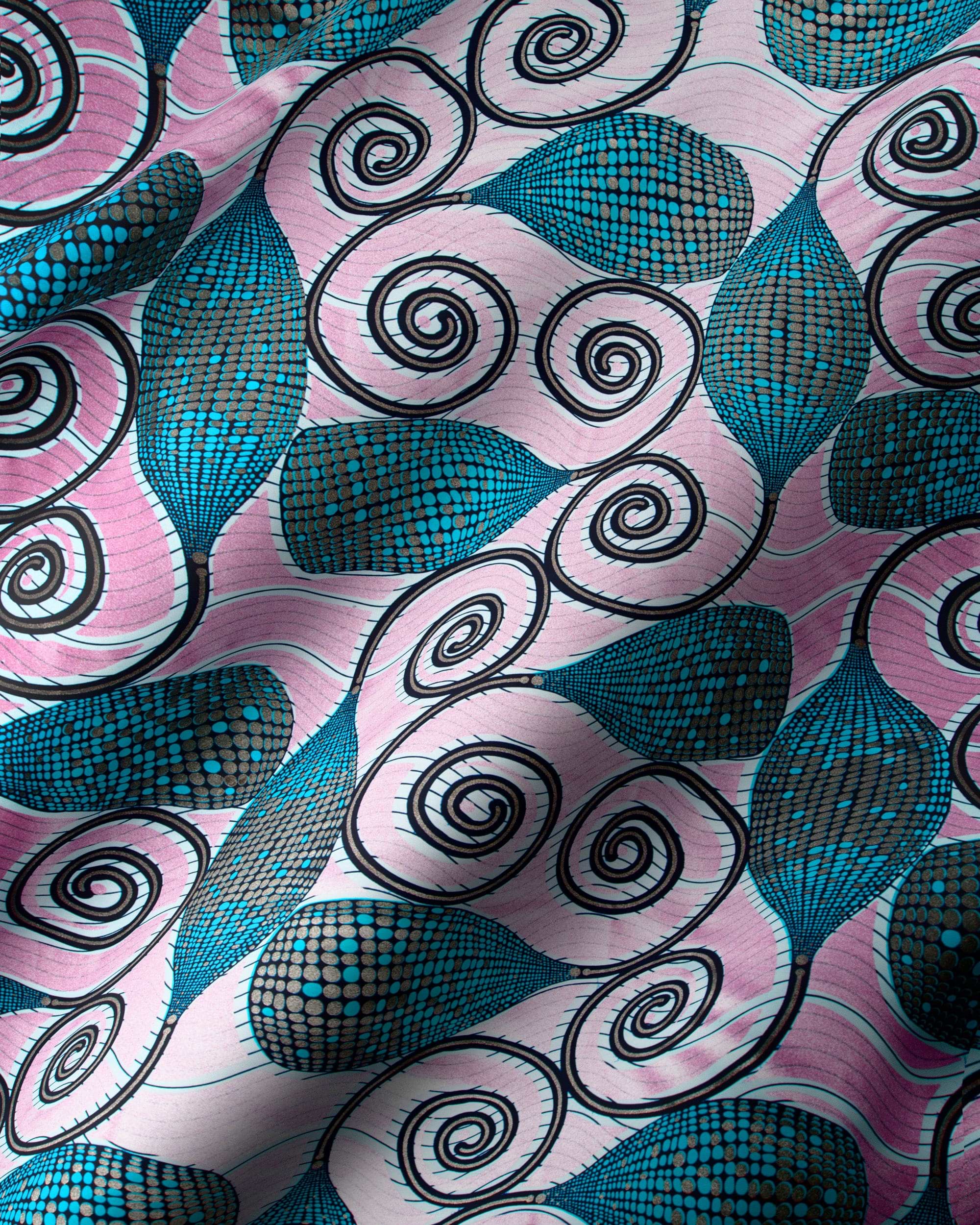 Vibrant pink teal african print wax glitterglam vla1230.046