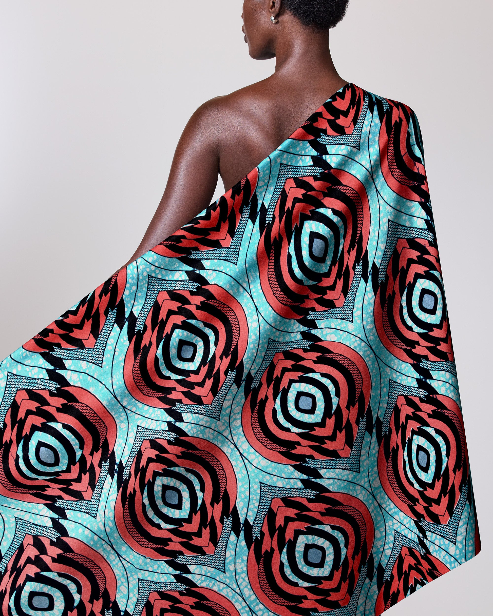 Vibrant one-shoulder wrap dress bold wax hollandais vla1314.022