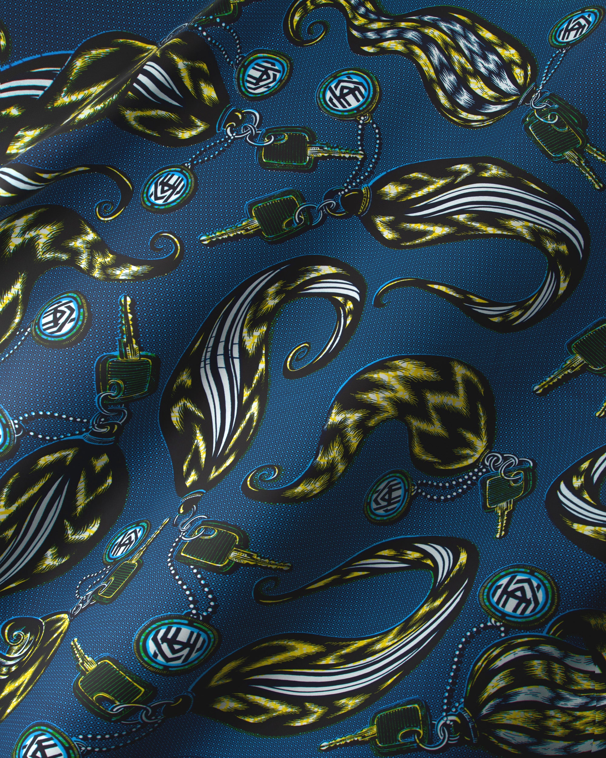 Blue silk scarf bold pattern wax hollandais vla1517.050