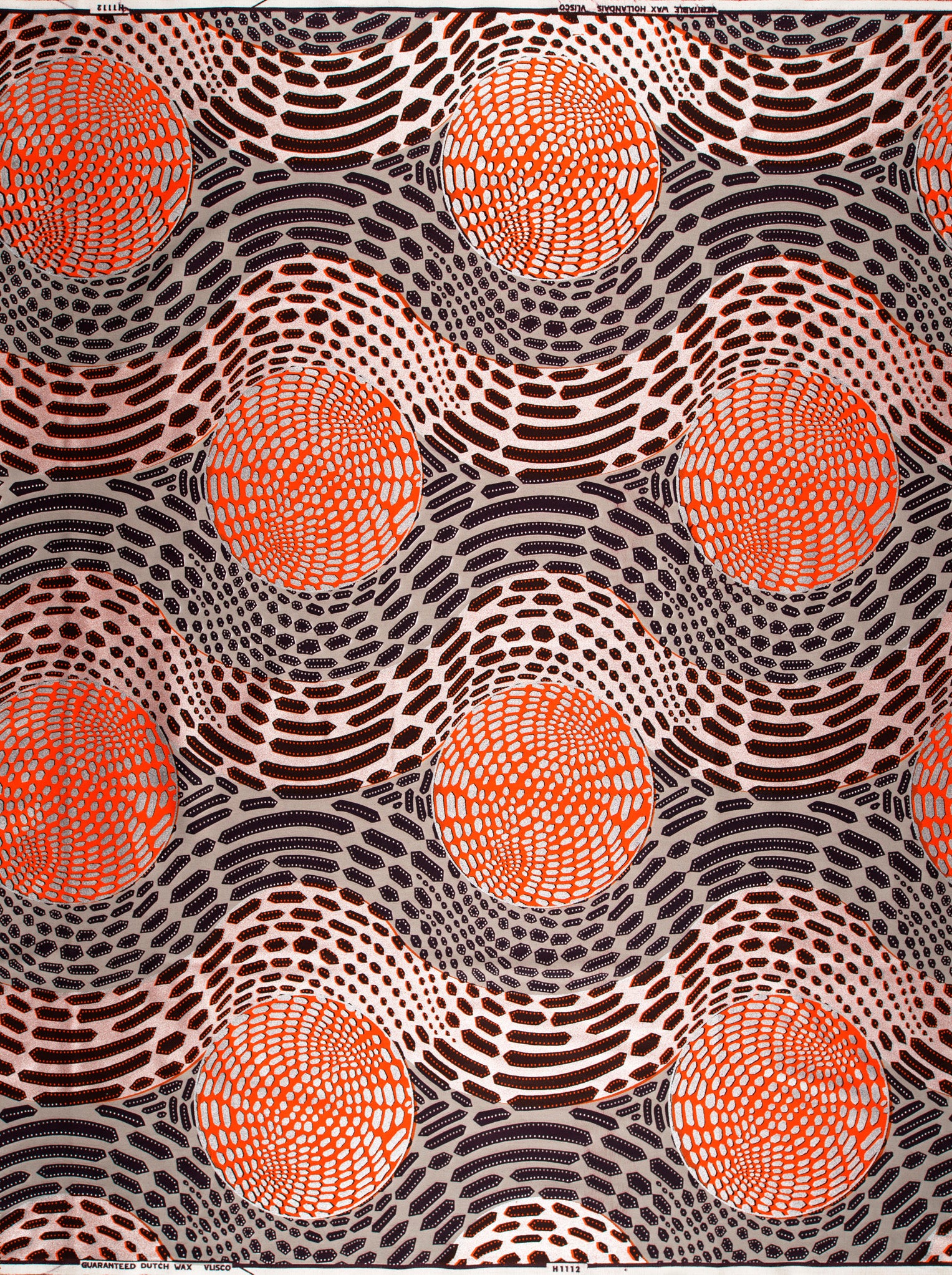 Orange circular patterns concentric dot wax hollandais vlh1112.009