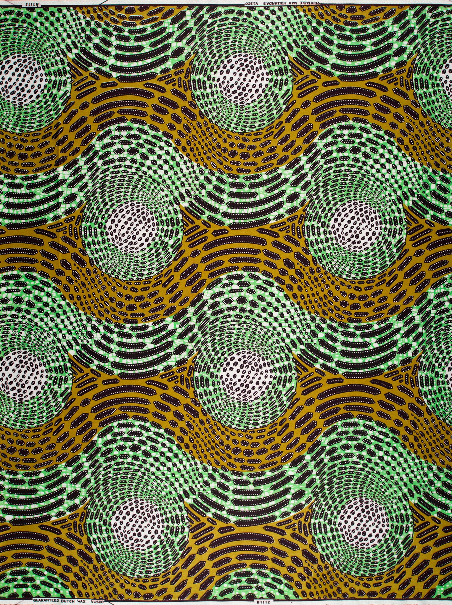 Vibrant green mustard-yellow african print wax hollandais vlh1112.011