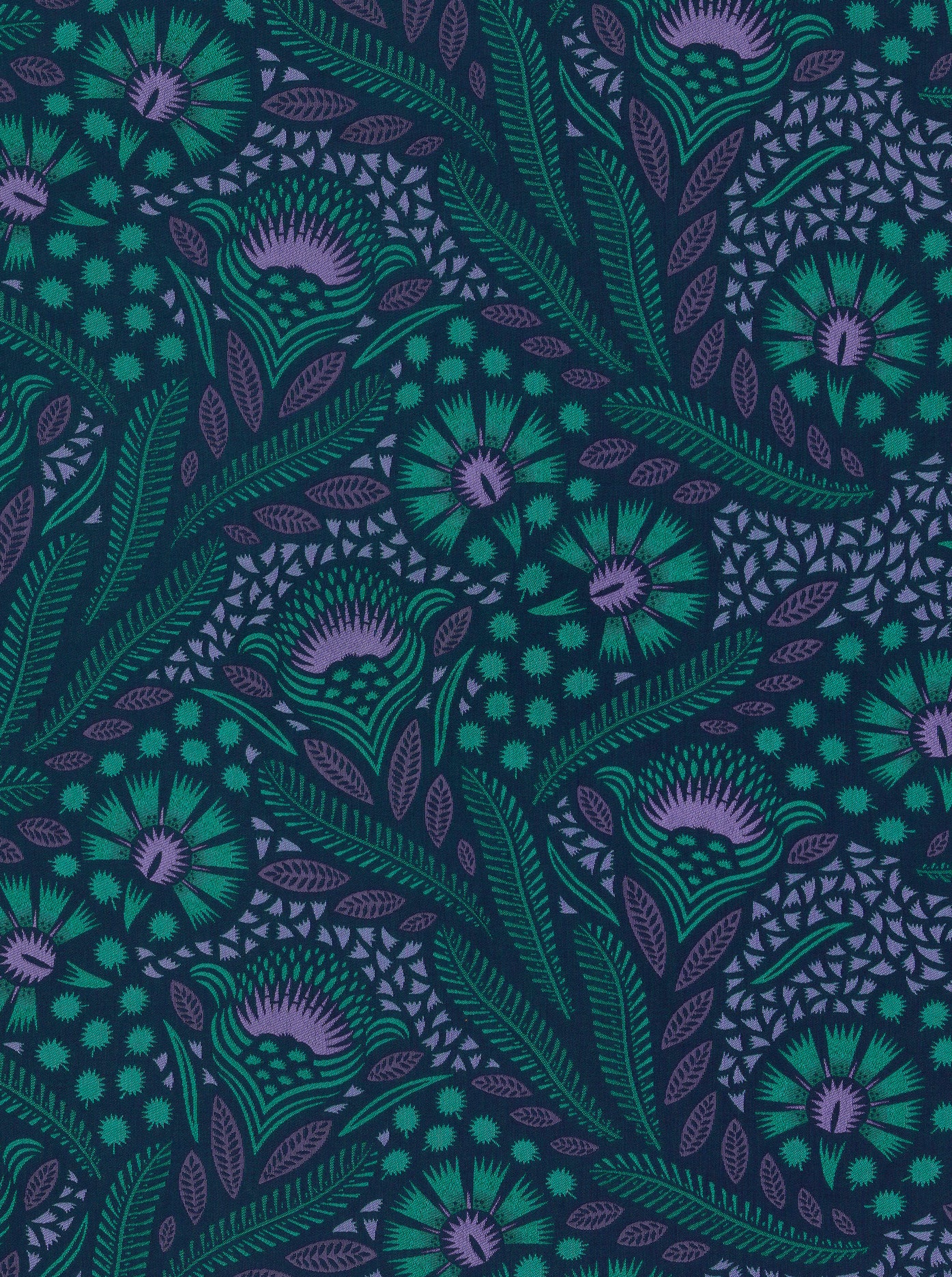 Teal purple botanical print fabric radiance vlr1361.002