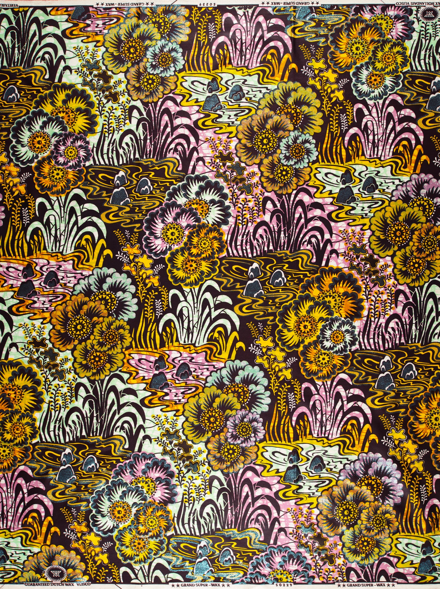Floral water garden patterned fabric grand super-wax vls0229.002