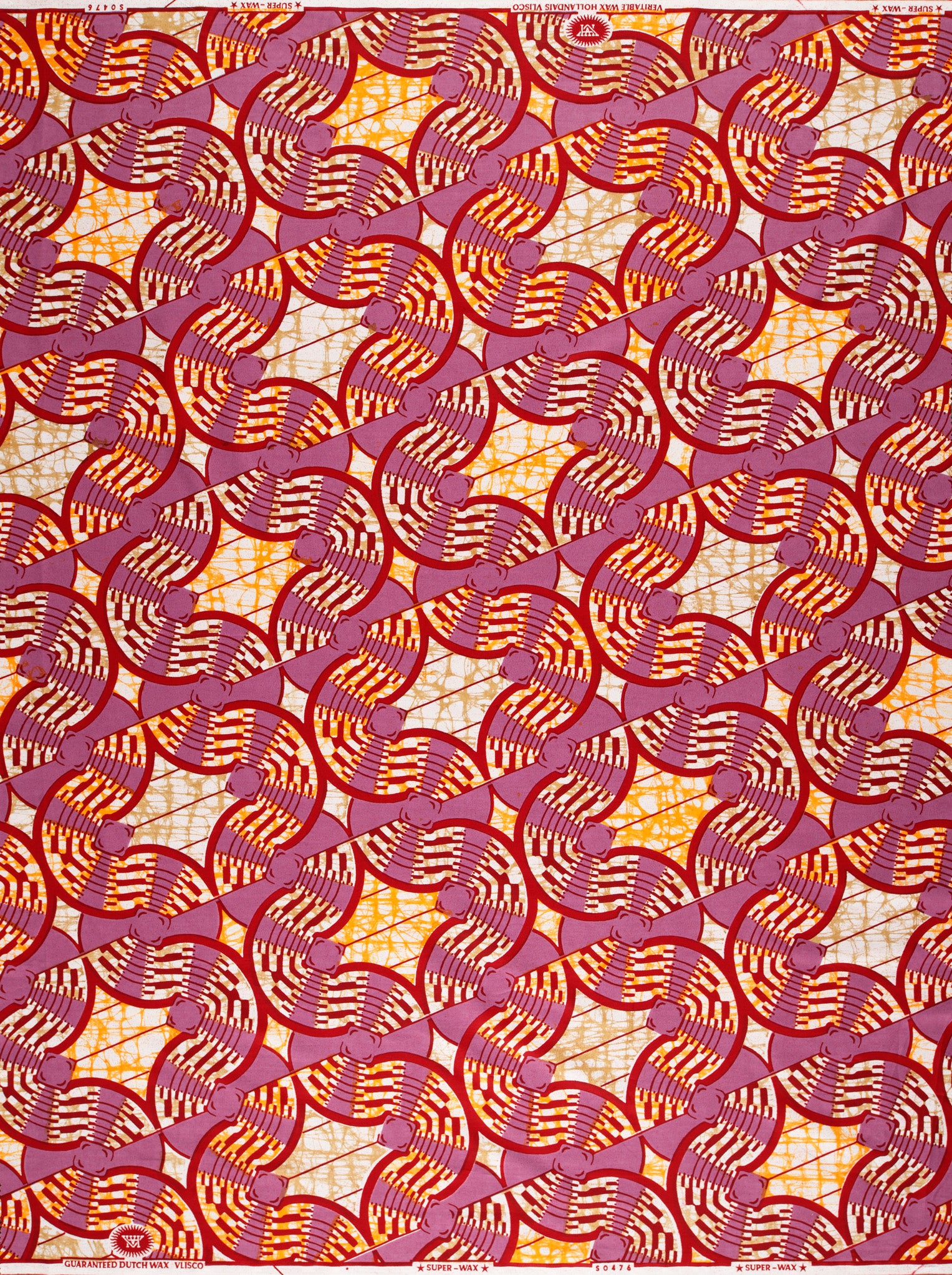 Vibrant geometric-patterned fabric bold red super-wax vls0476.008