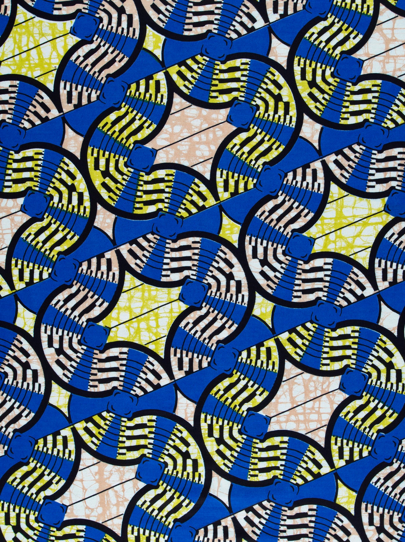 Vibrant blue yellow black geometric-patterned super-wax vls0476.009
