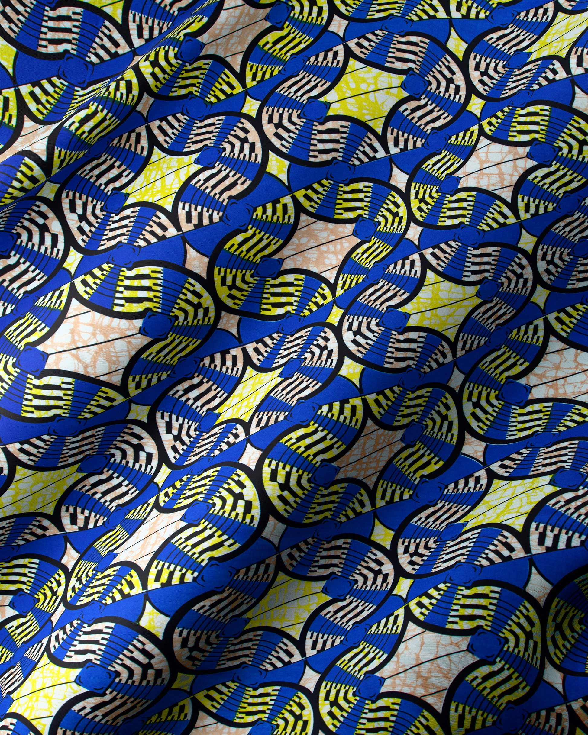 Vibrant blue yellow black geometric-patterned super-wax vls0476.009