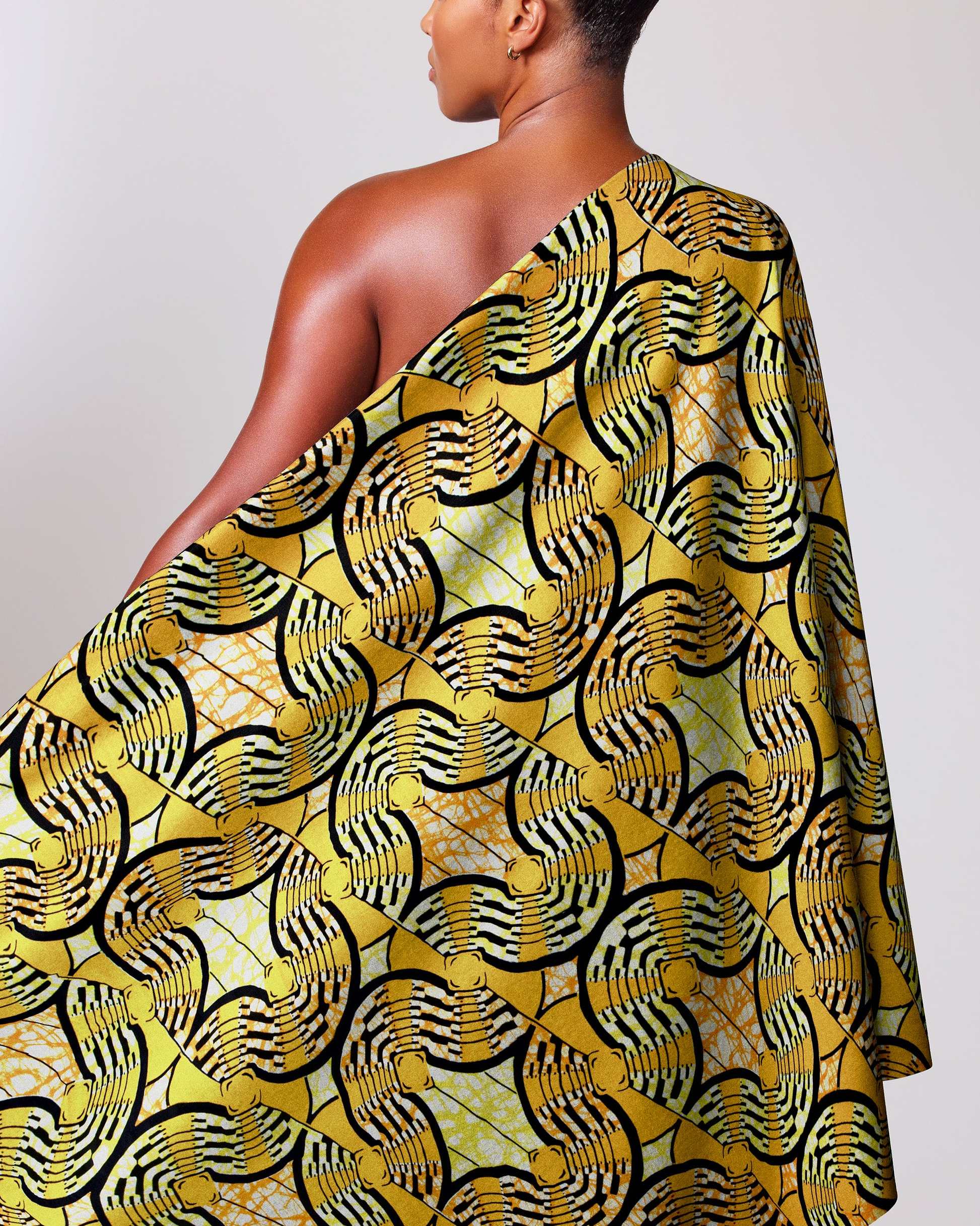 Vibrant yellow black white geometric-patterned super-wax vls0476.011