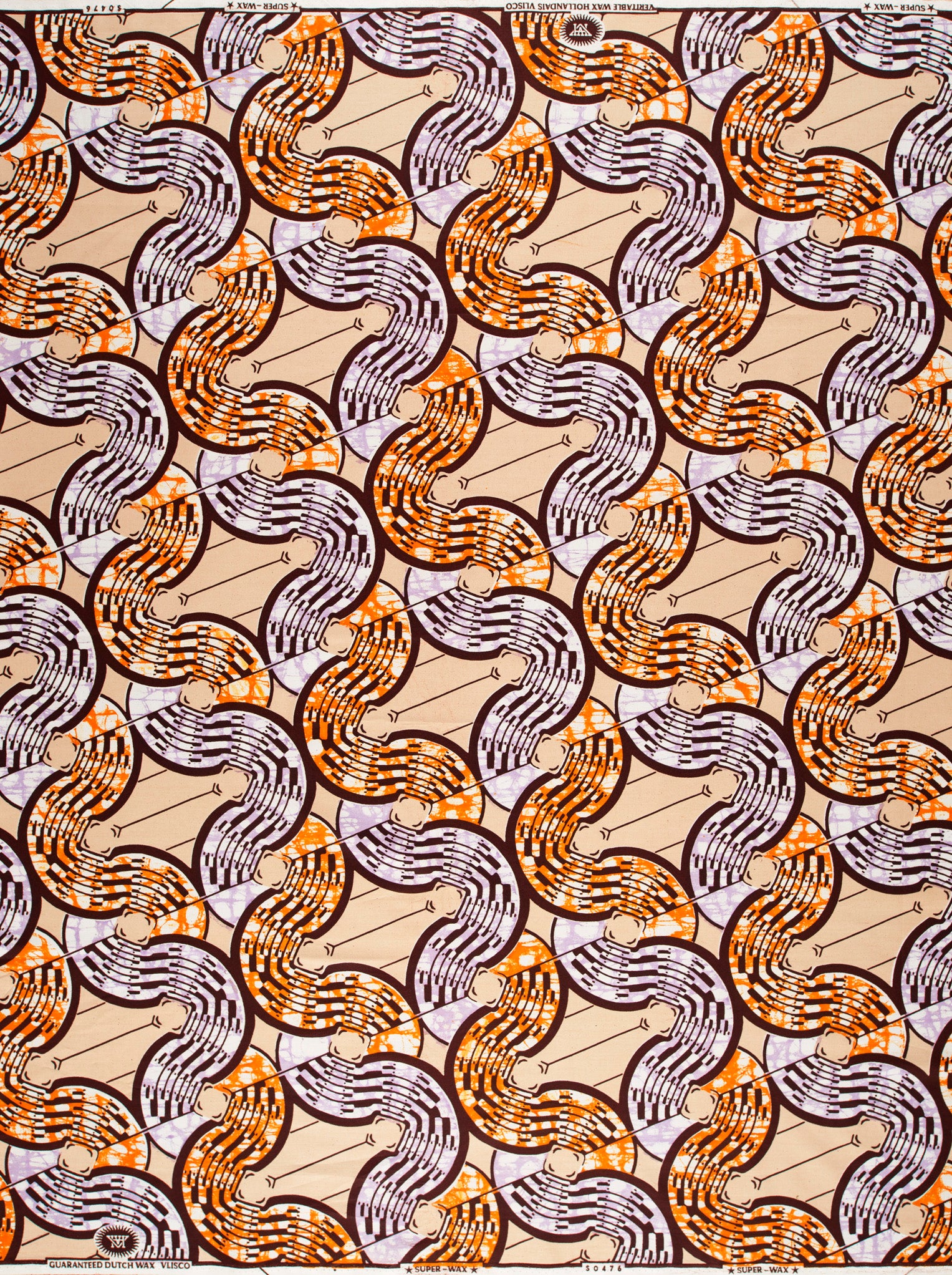 Vibrant orange purple geometric-patterned african super-wax vls0476.012