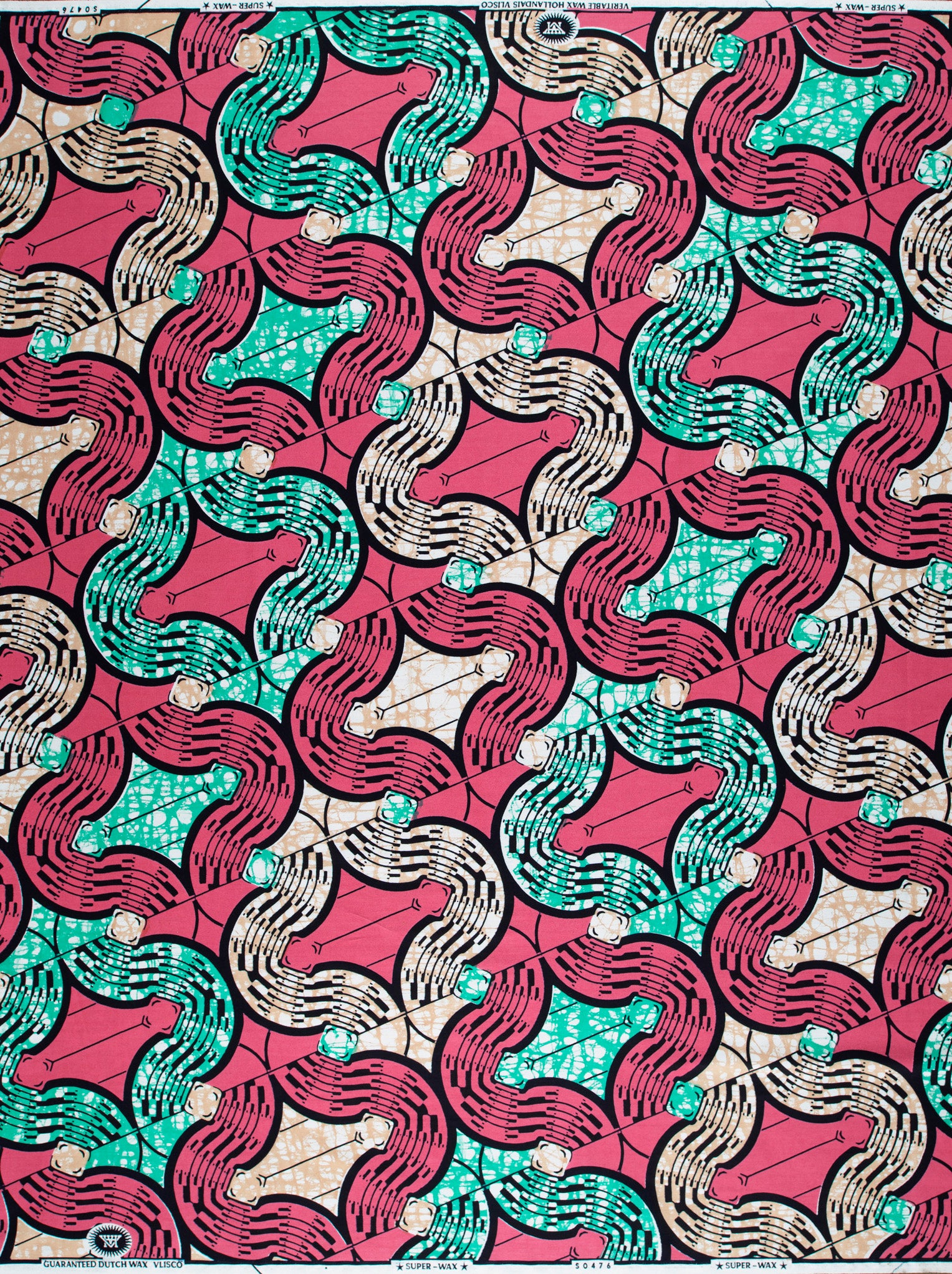 Vibrant pink teal black geometric-patterned super-wax vls0476.013