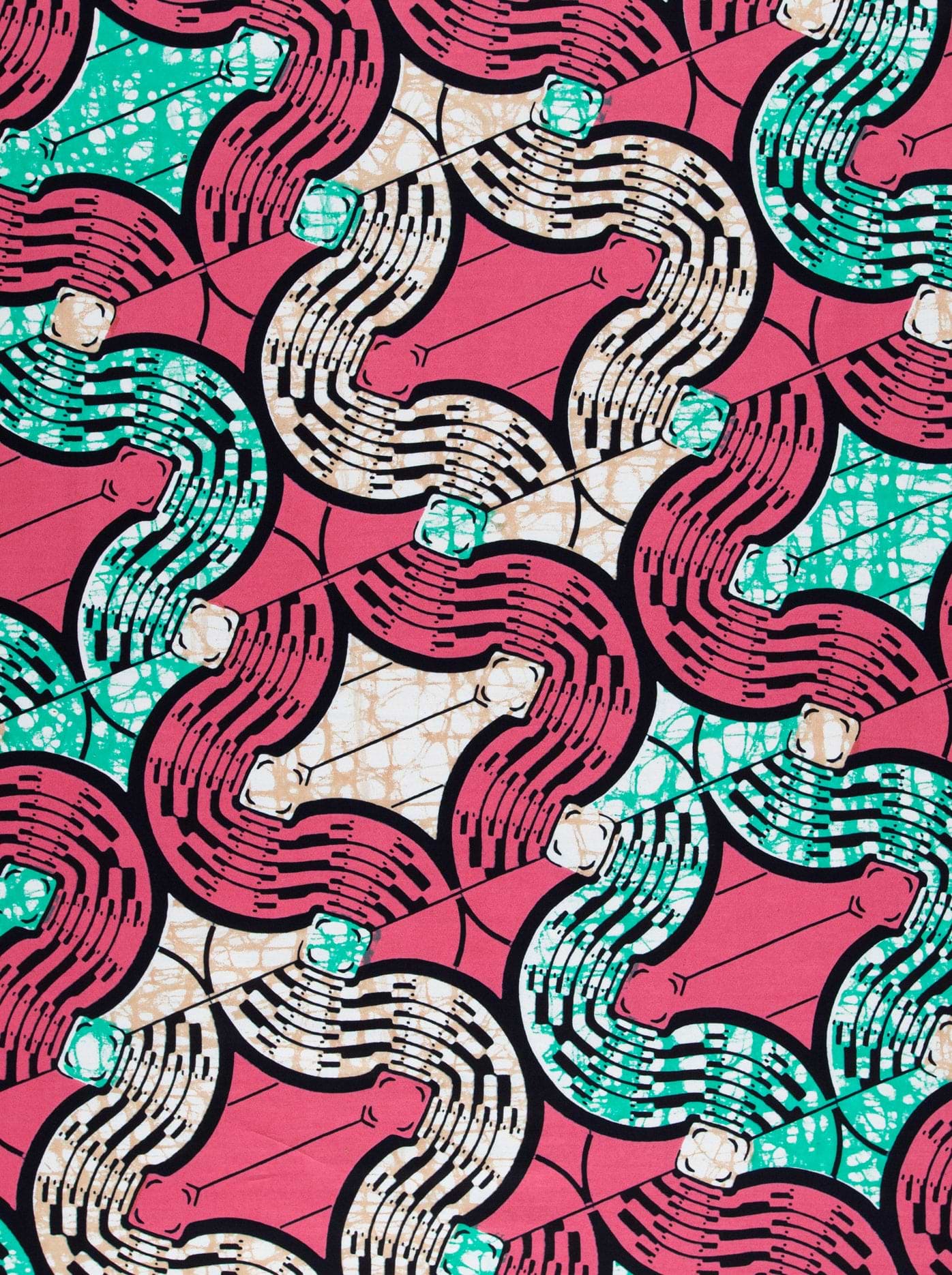 Vibrant pink teal cream-colored african super-wax vls0476.013