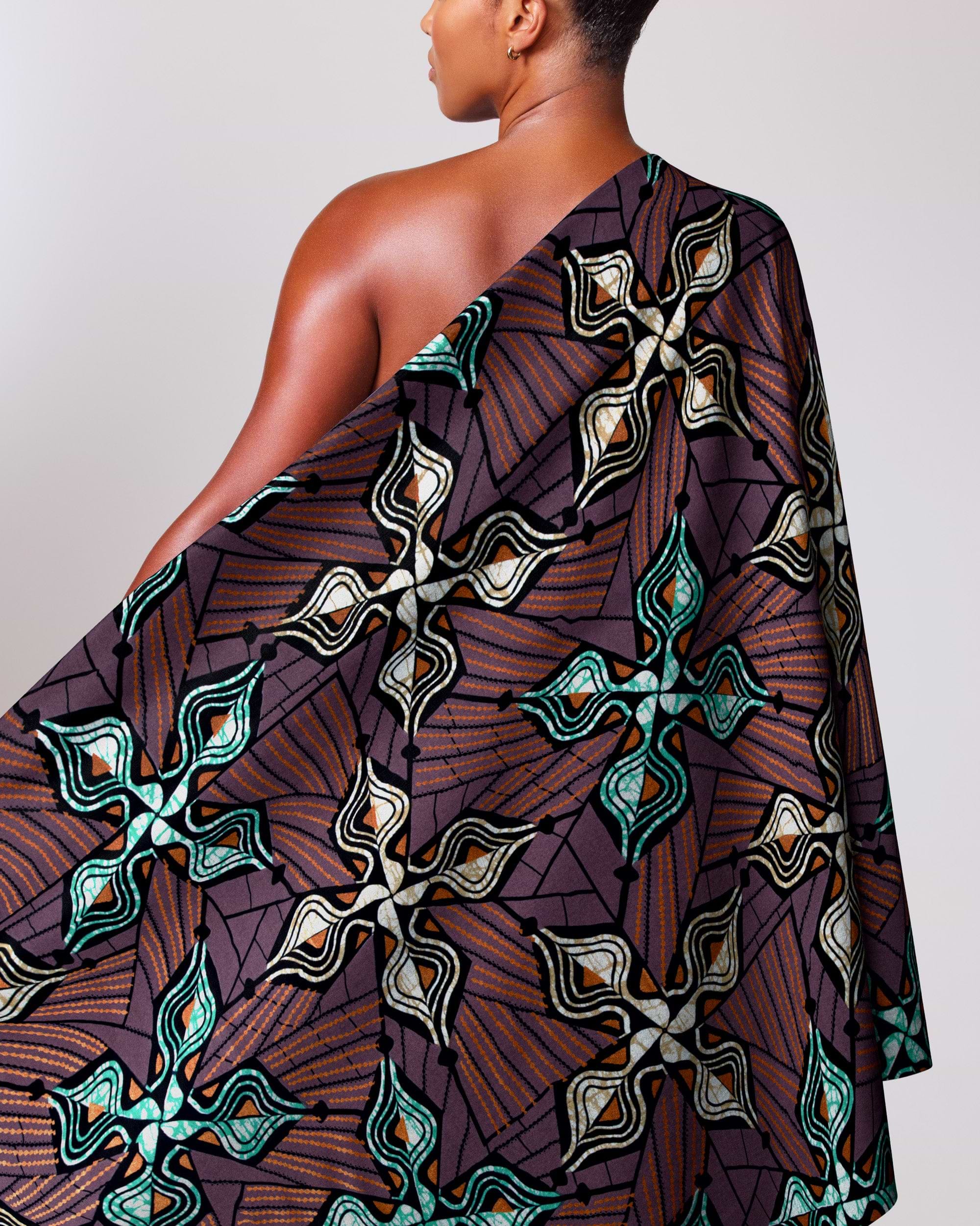 One-shoulder wrap dress rich purple super-wax vls0562.016