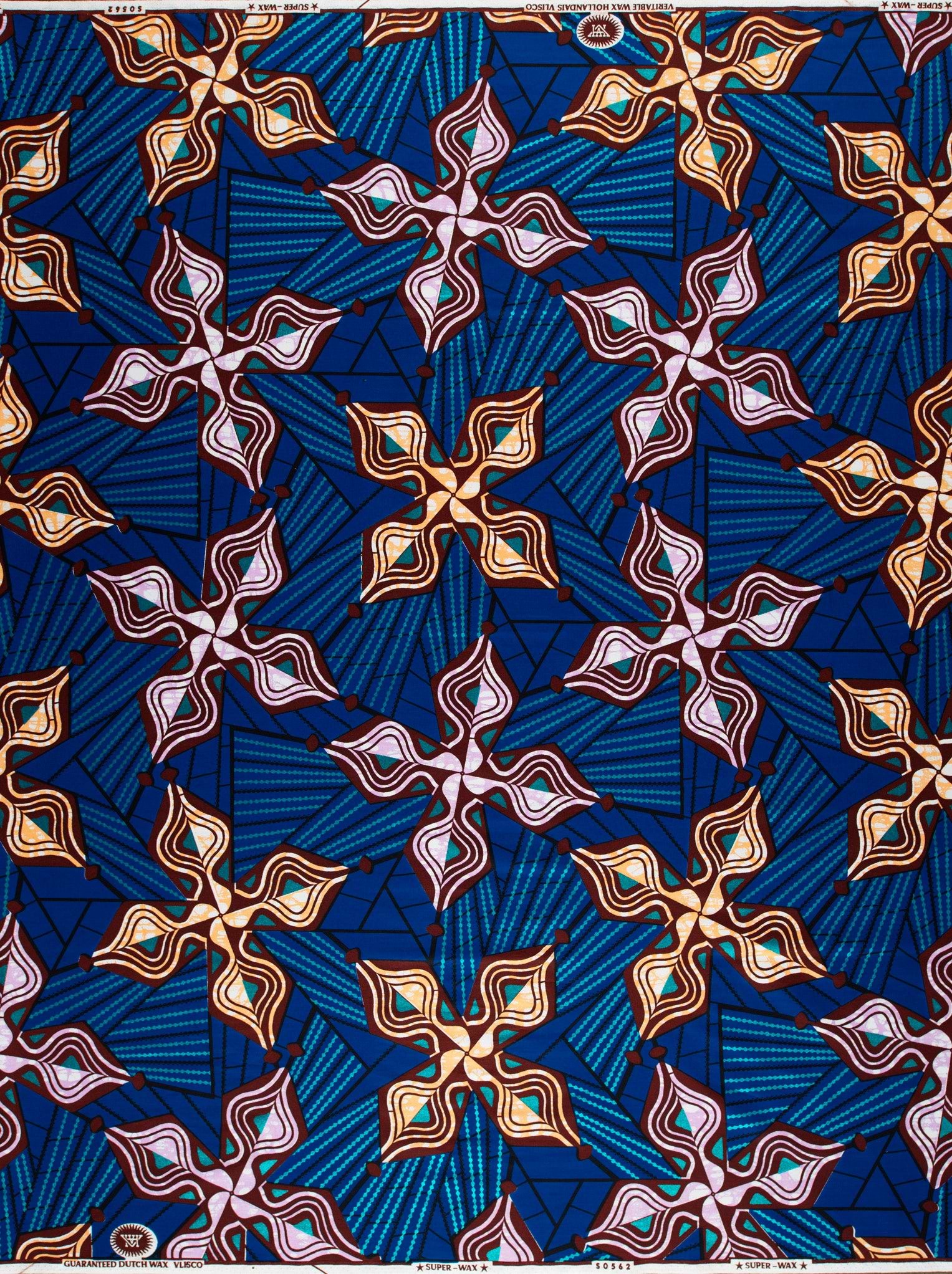 Vibrant blue african print fabric super-wax vls0562.017