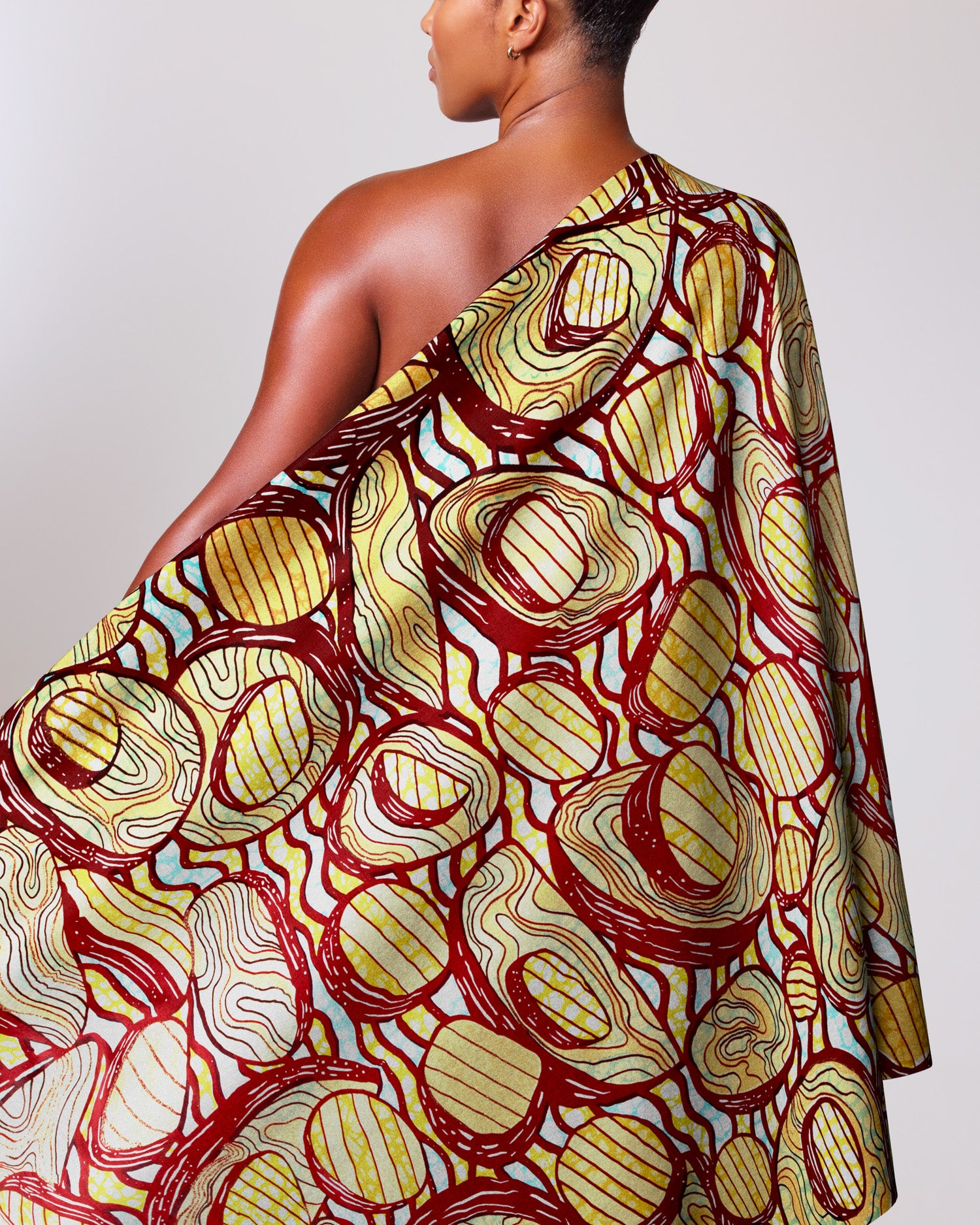 Vibrant one-shoulder wrap dress bold grand super-wax vls0599.007