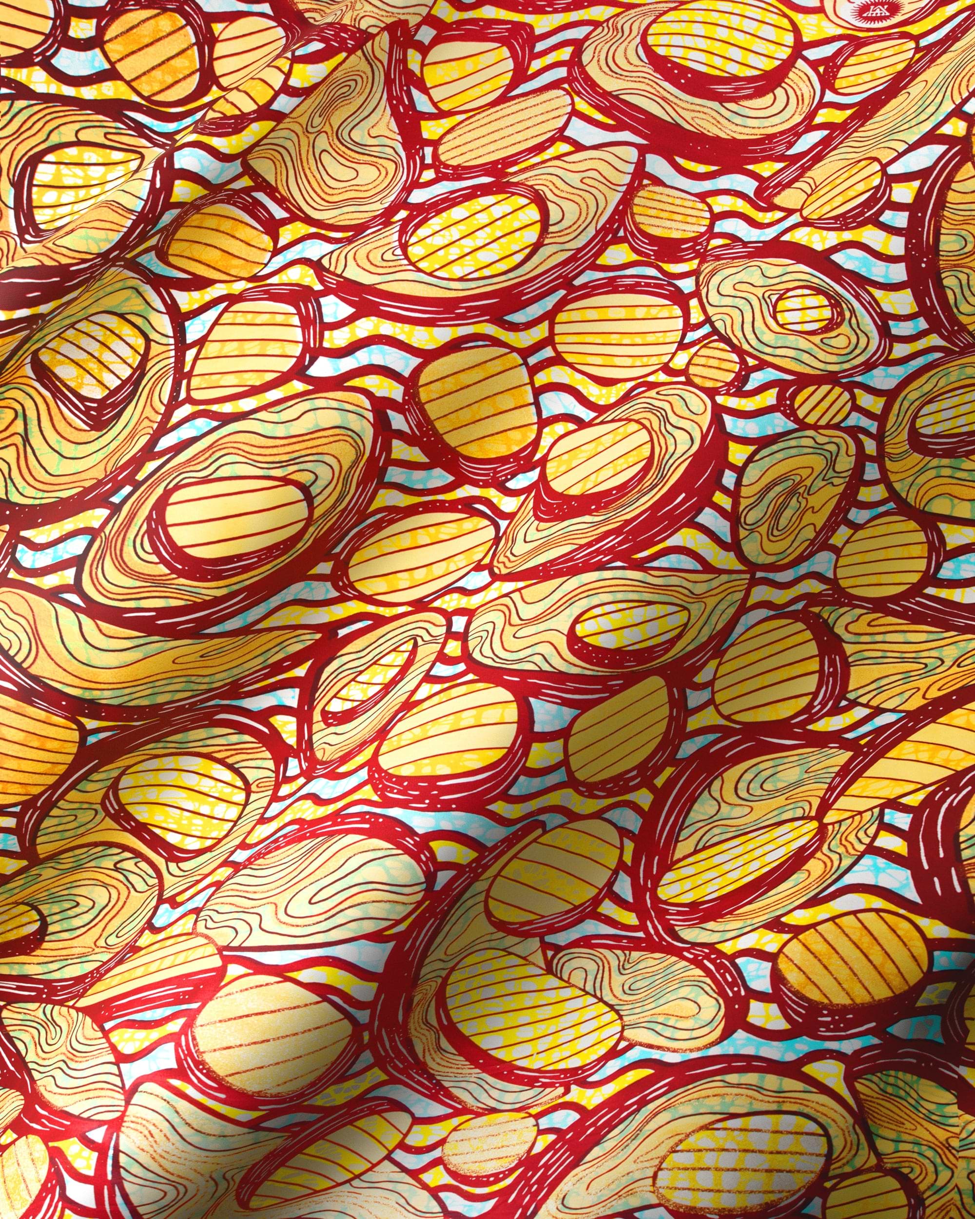 Vibrant yellow red abstract patterned grand super-wax vls0599.007