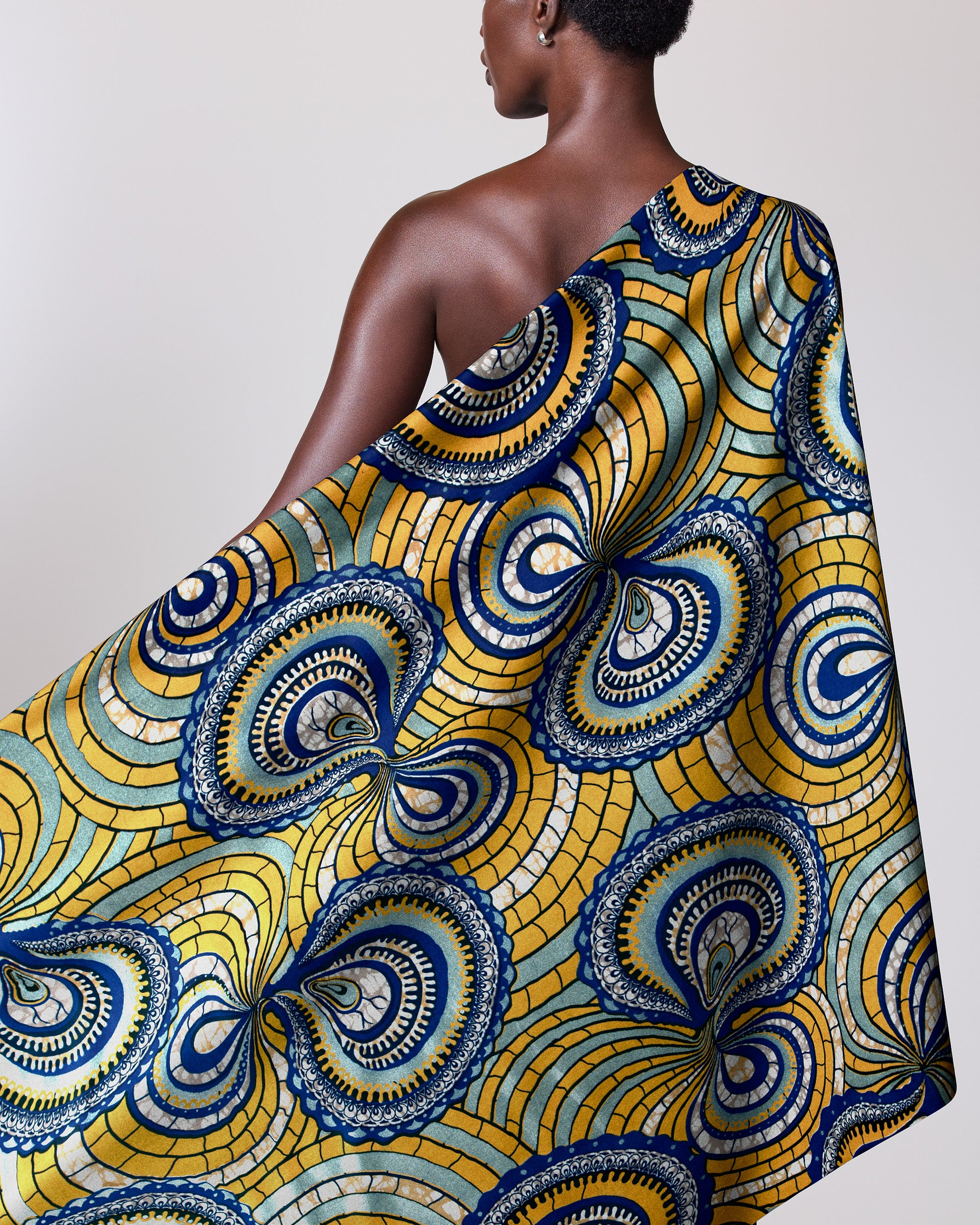 Vibrant yellow blue patterned fabric super-wax vls0695.012