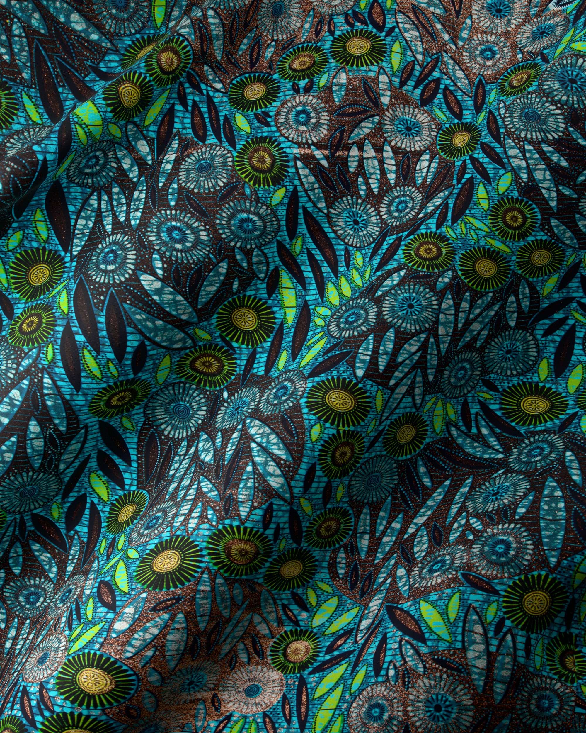 Vibrant blue green floral-patterned fabric grand super-wax vls0949.007