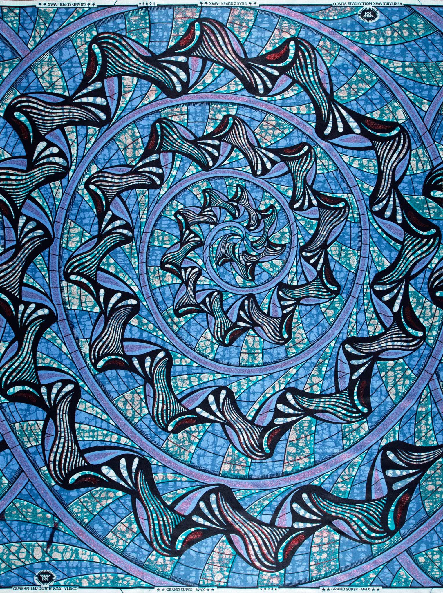 Blue purple stained glass pattern grand super-wax vls0984.002