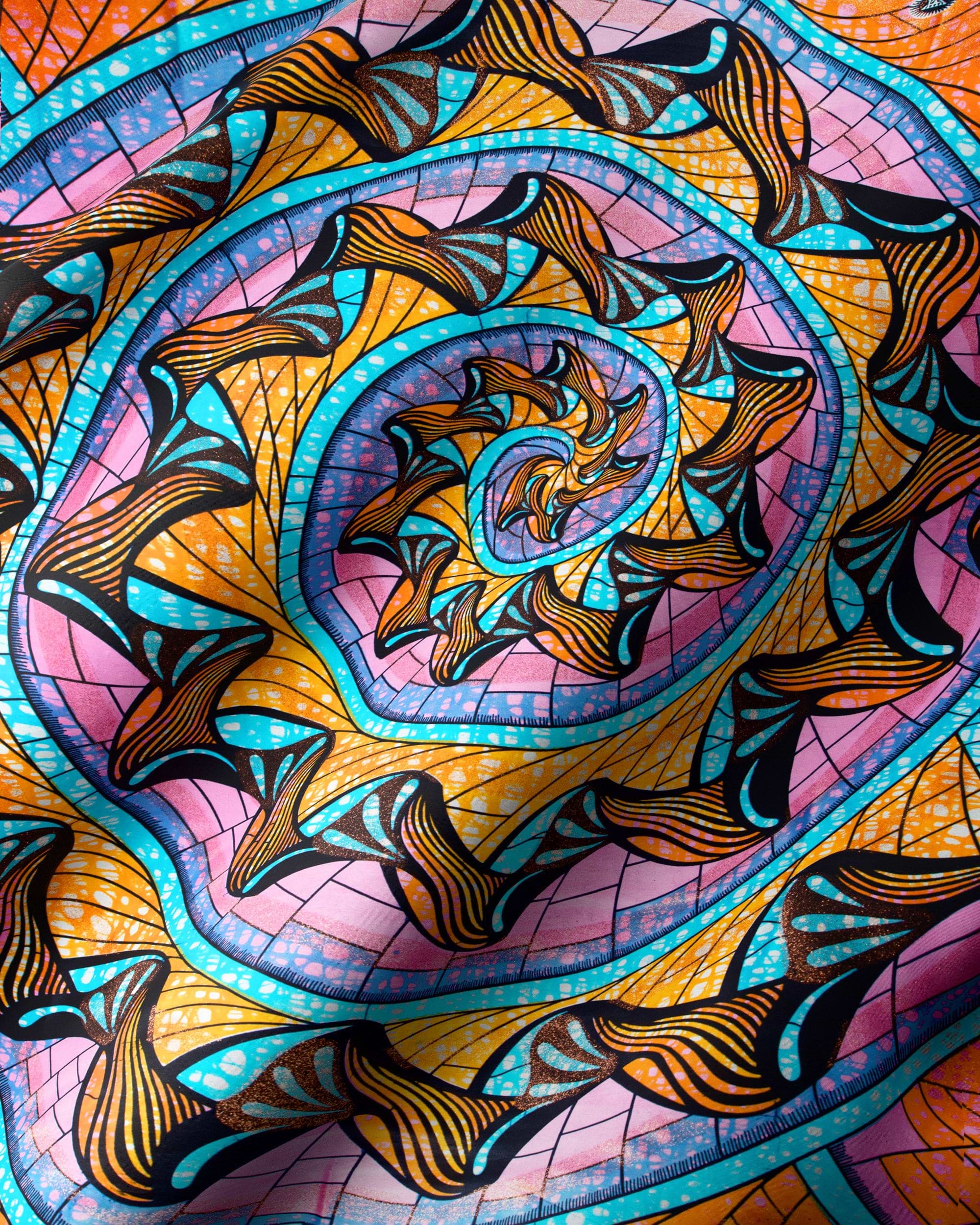 Vibrant patterned fabric bold orange grand super-wax vls0984.007