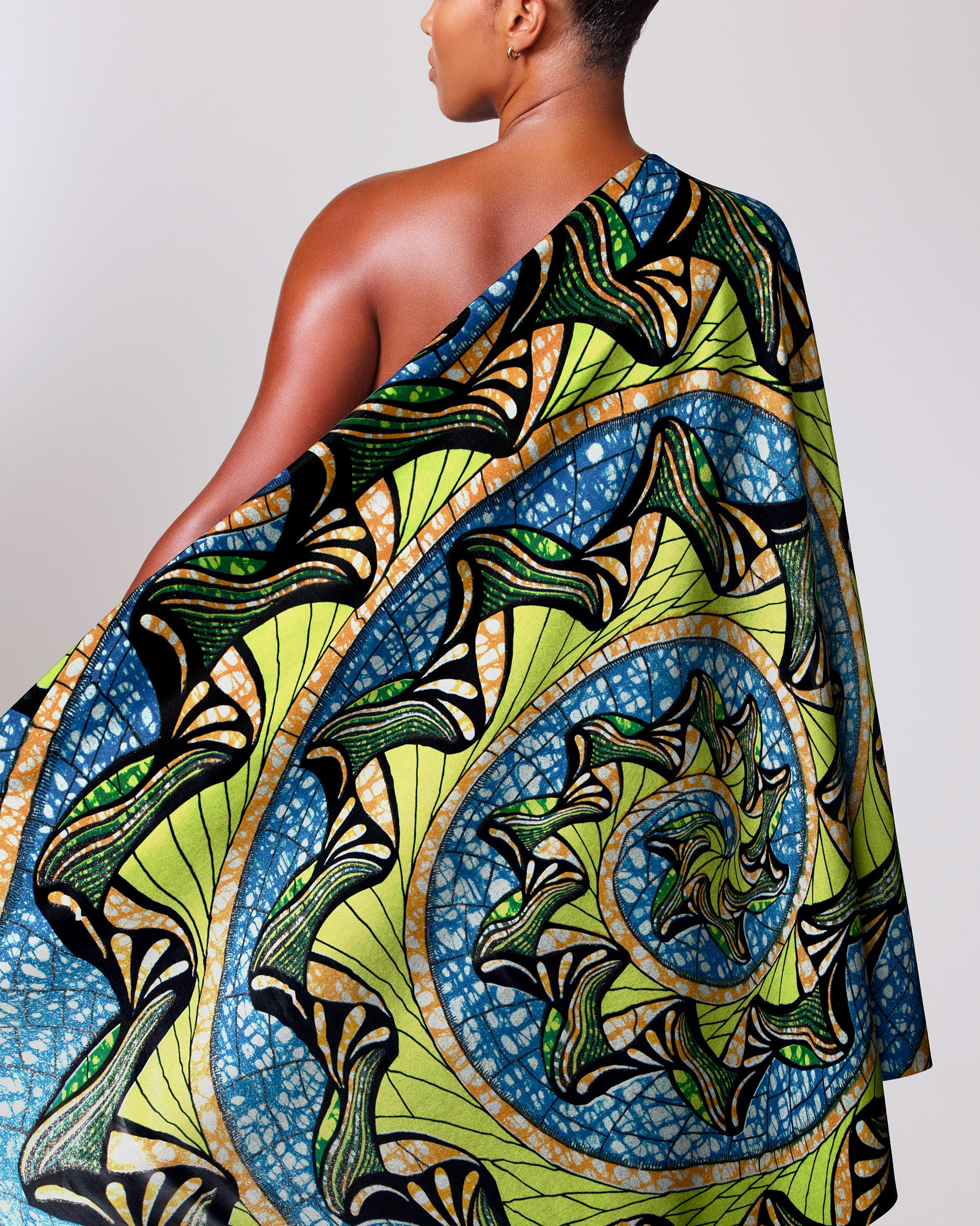 Vibrant green blue spiral-patterned african grand super-wax vls0984.008