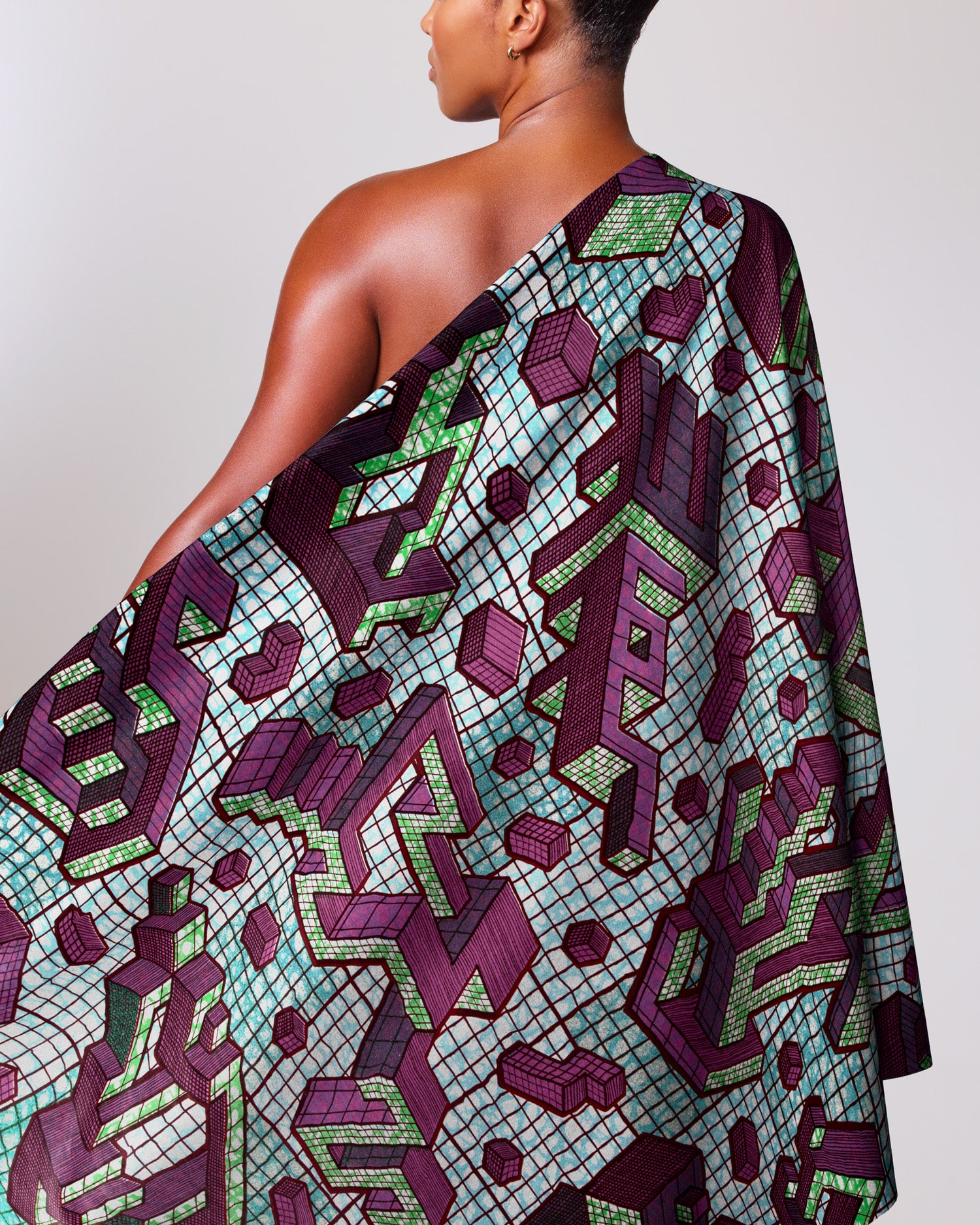 Vibrant one-shoulder wrap dress bold grand super-wax vls1120.003