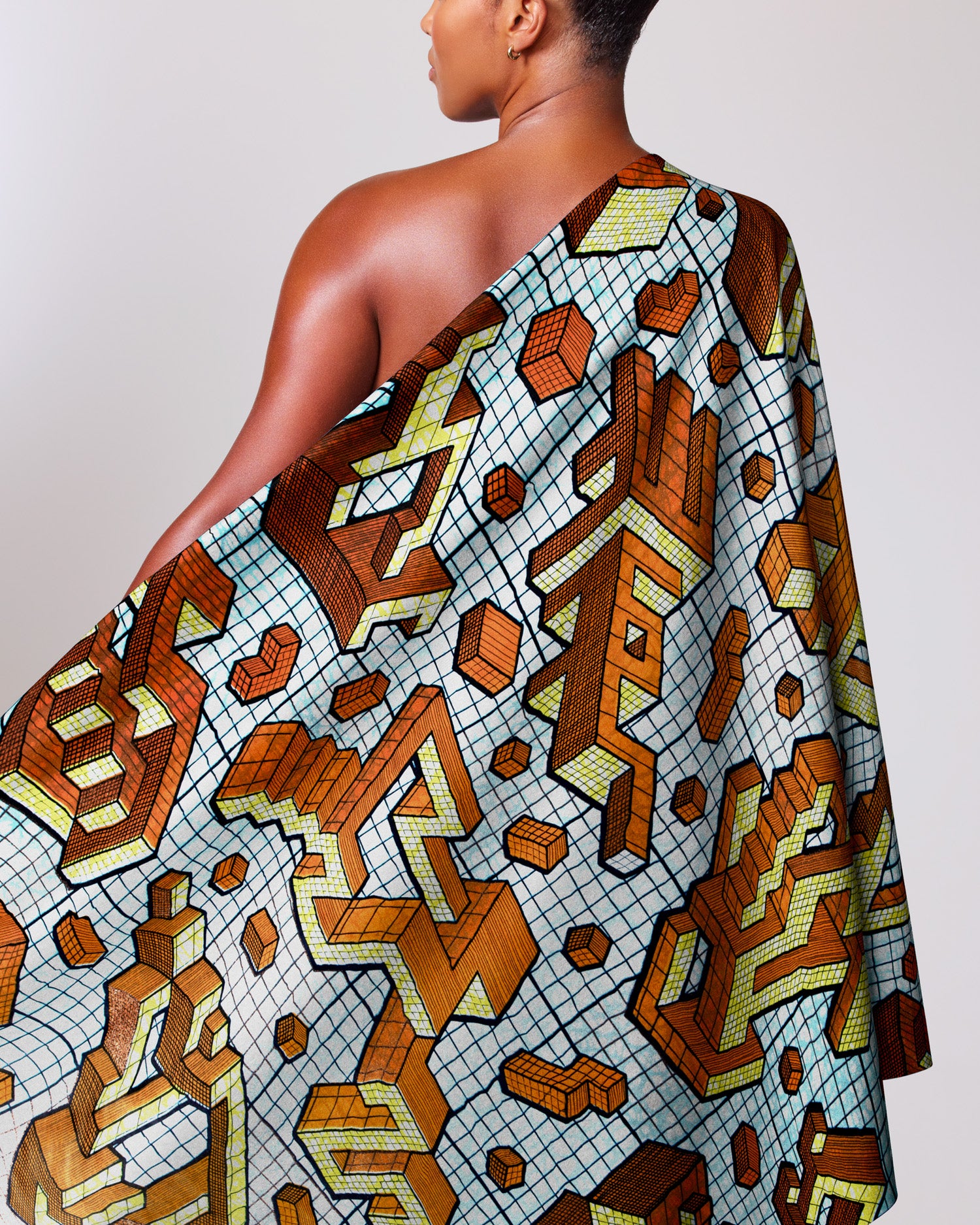 Vibrant one-shoulder wrap dress bold grand super-wax vls1120.010