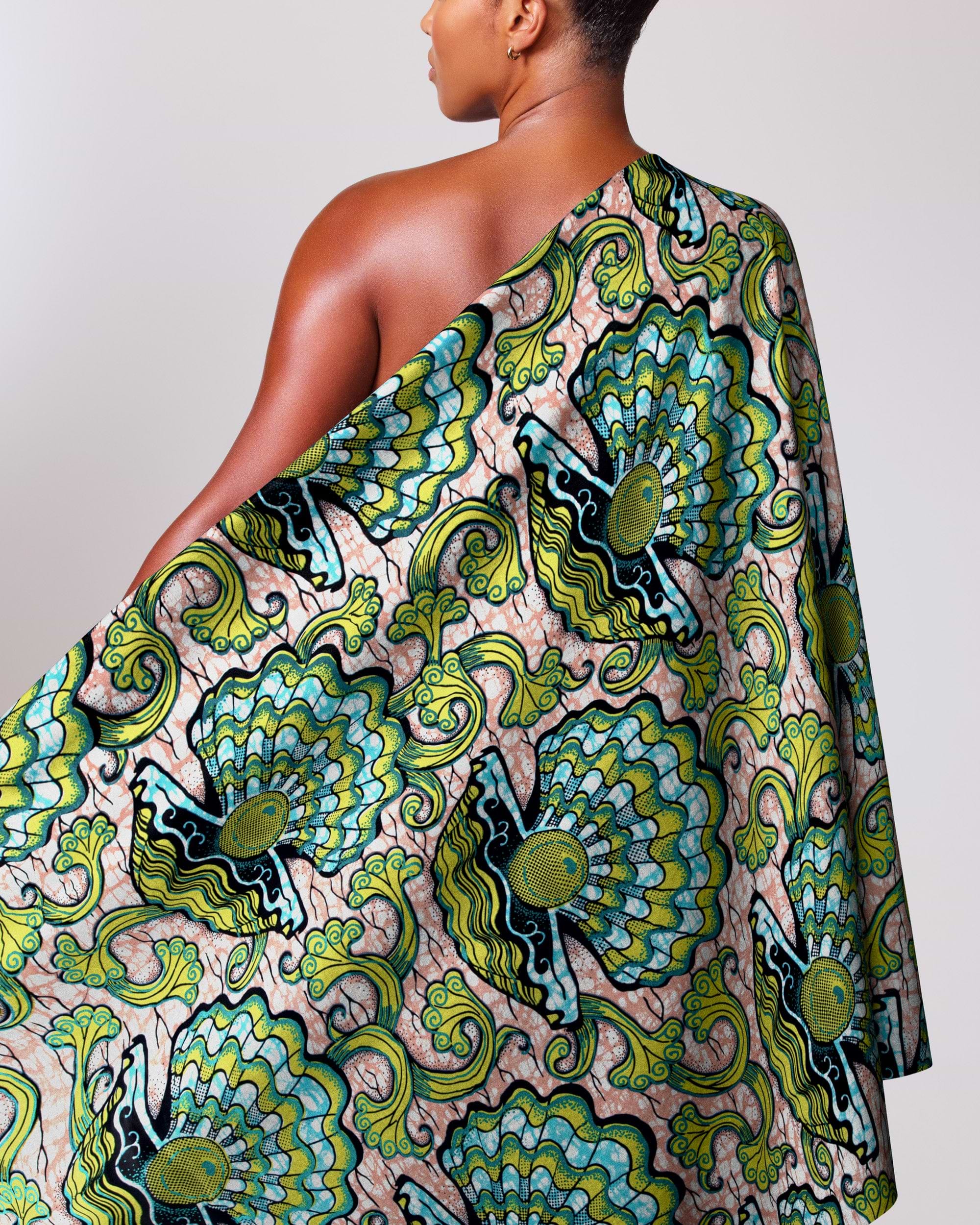 Vibrant one-shoulder dress bold green super-wax vls1124.027