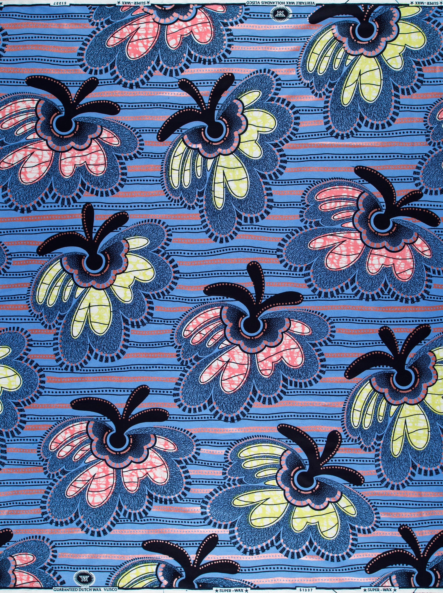 Vibrant blue african print fabric super-wax vls1337.012