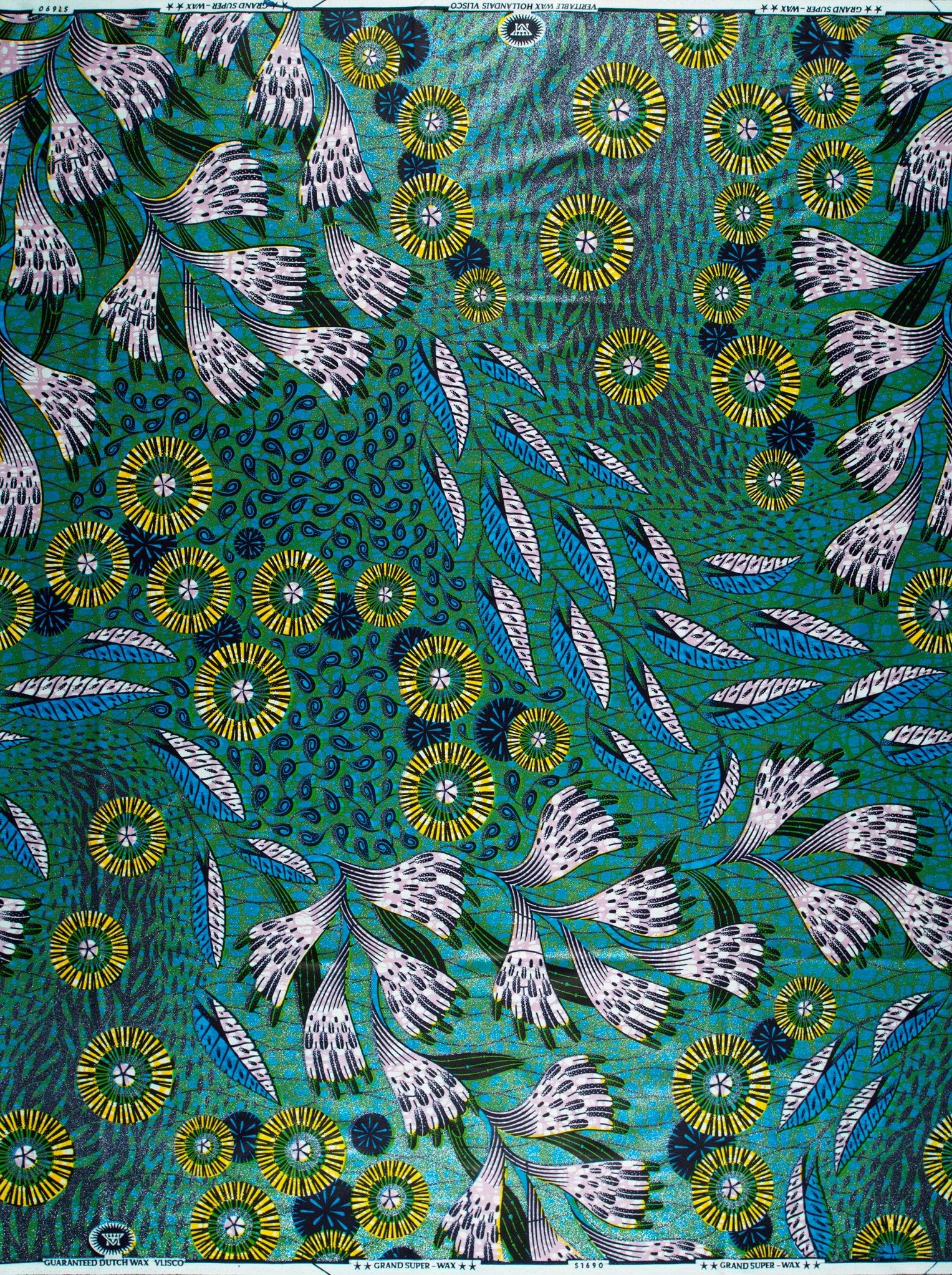 Vibrant teal african print fabric grand super-wax vls1690.001