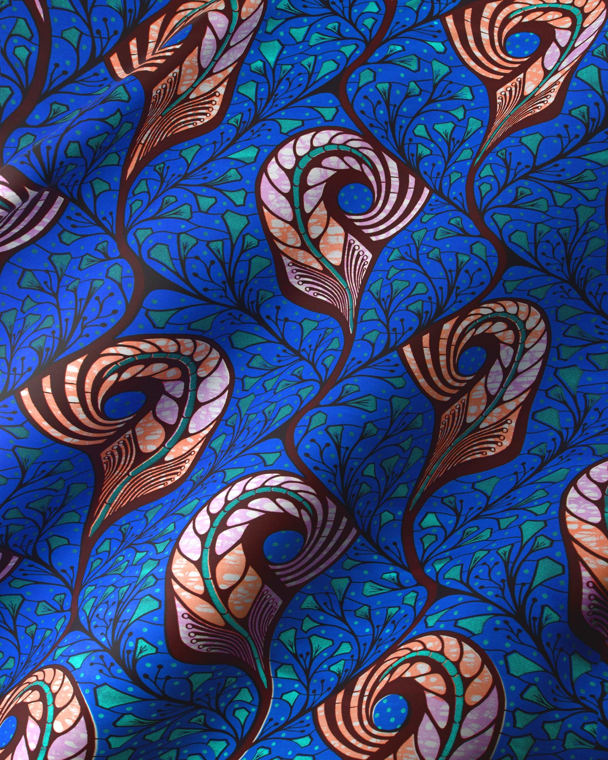Vibrant blue fabric intricate paisley super-wax vls1726.012