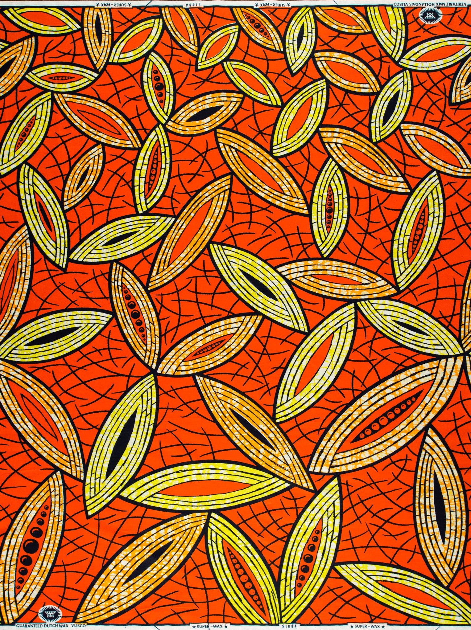 Vibrant orange fabric bold pattern super-wax vls1884.003