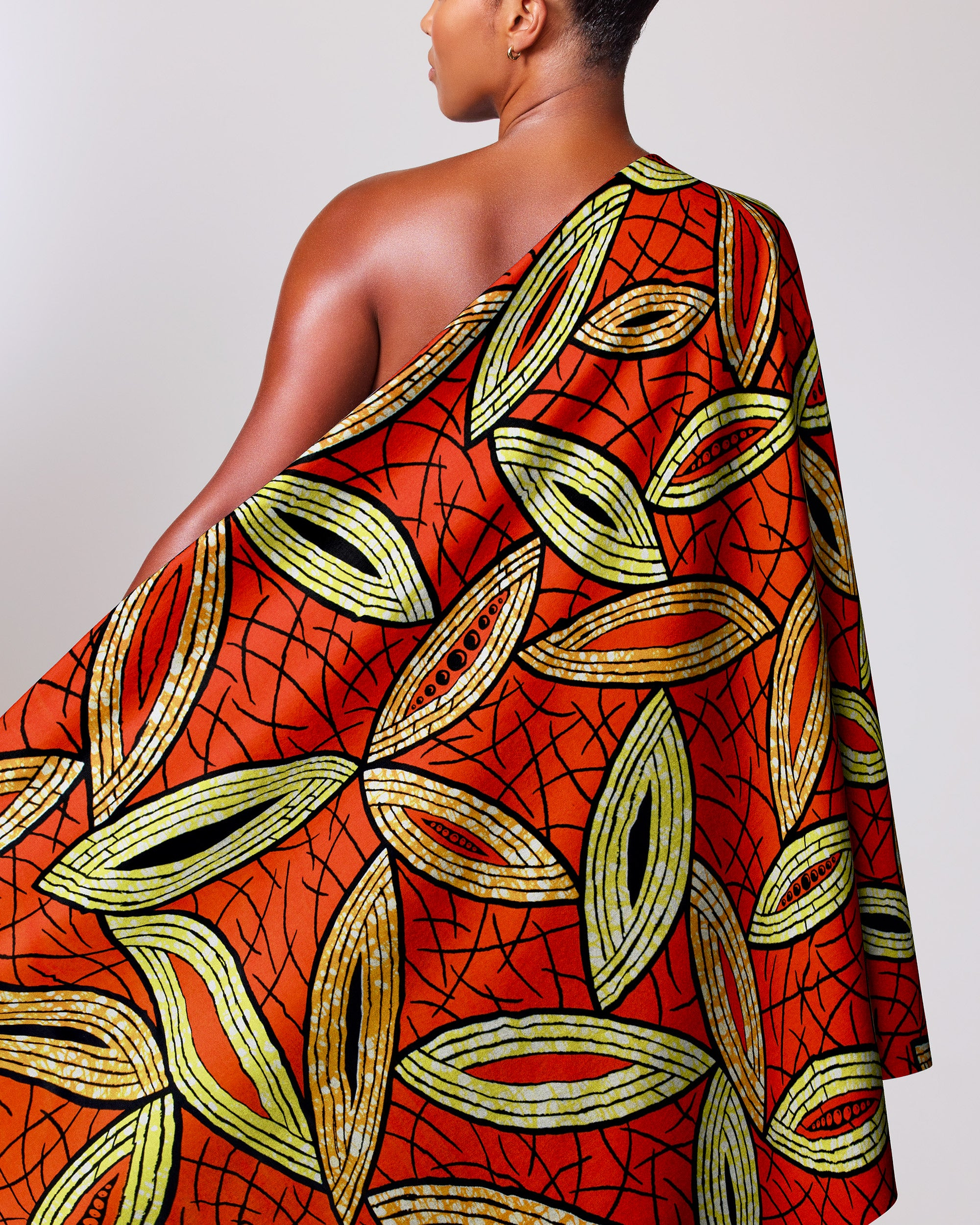 Vibrant red one-shoulder dress bold super-wax vls1884.003