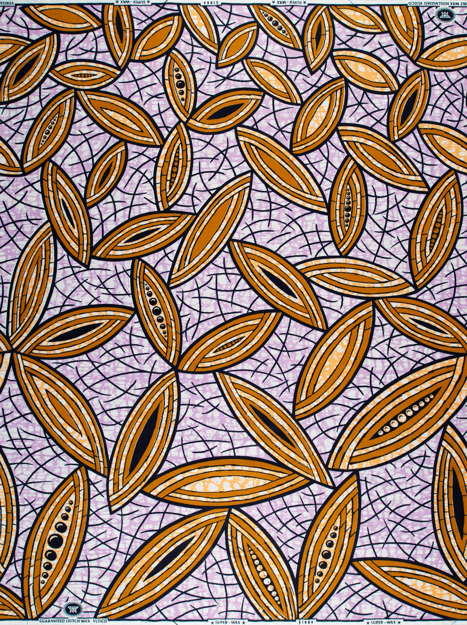 Brown leaf-shaped patterns black white super-wax vls1884.009