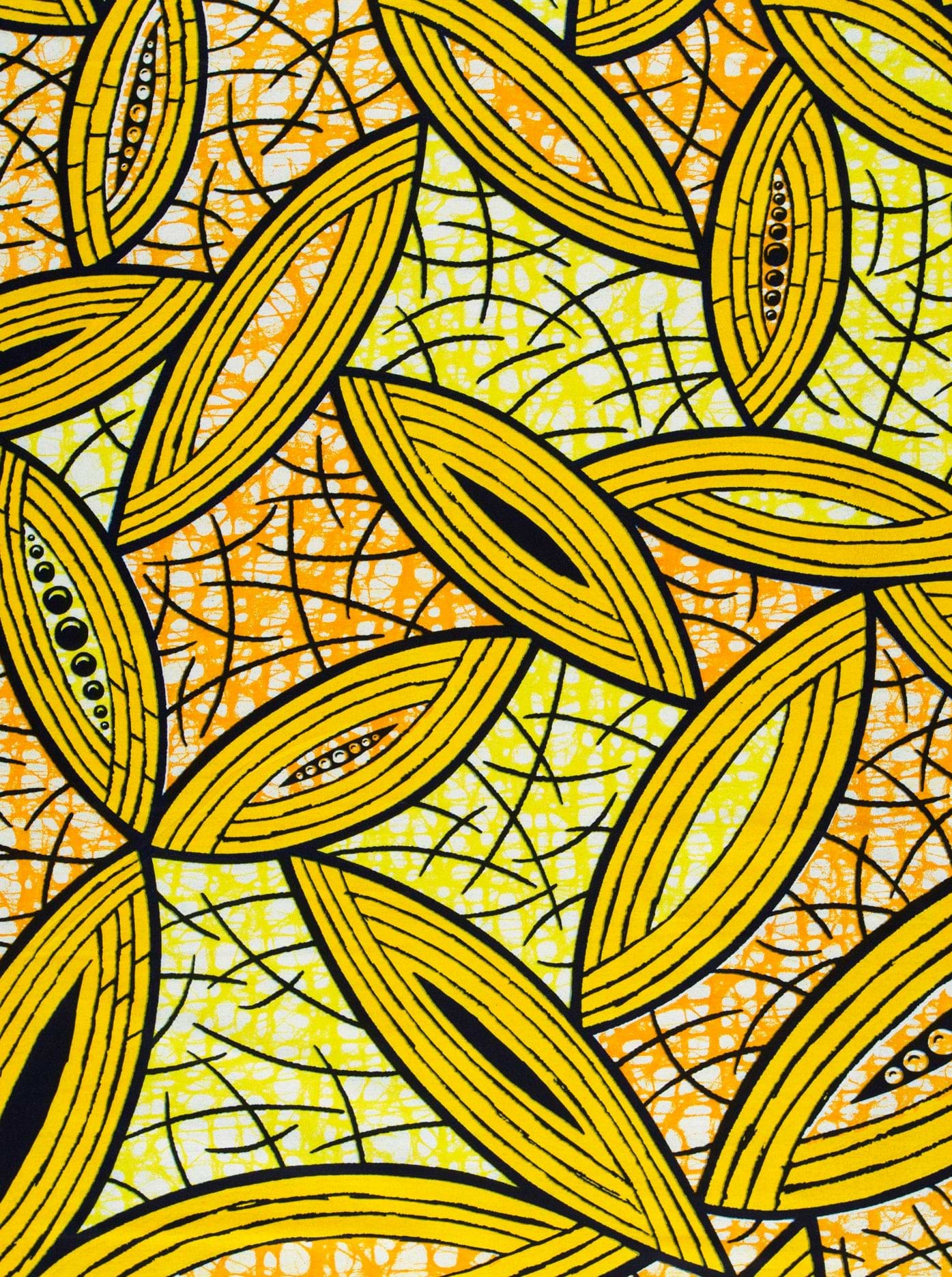Vibrant yellow orange patterned fabric super-wax vls1884.011